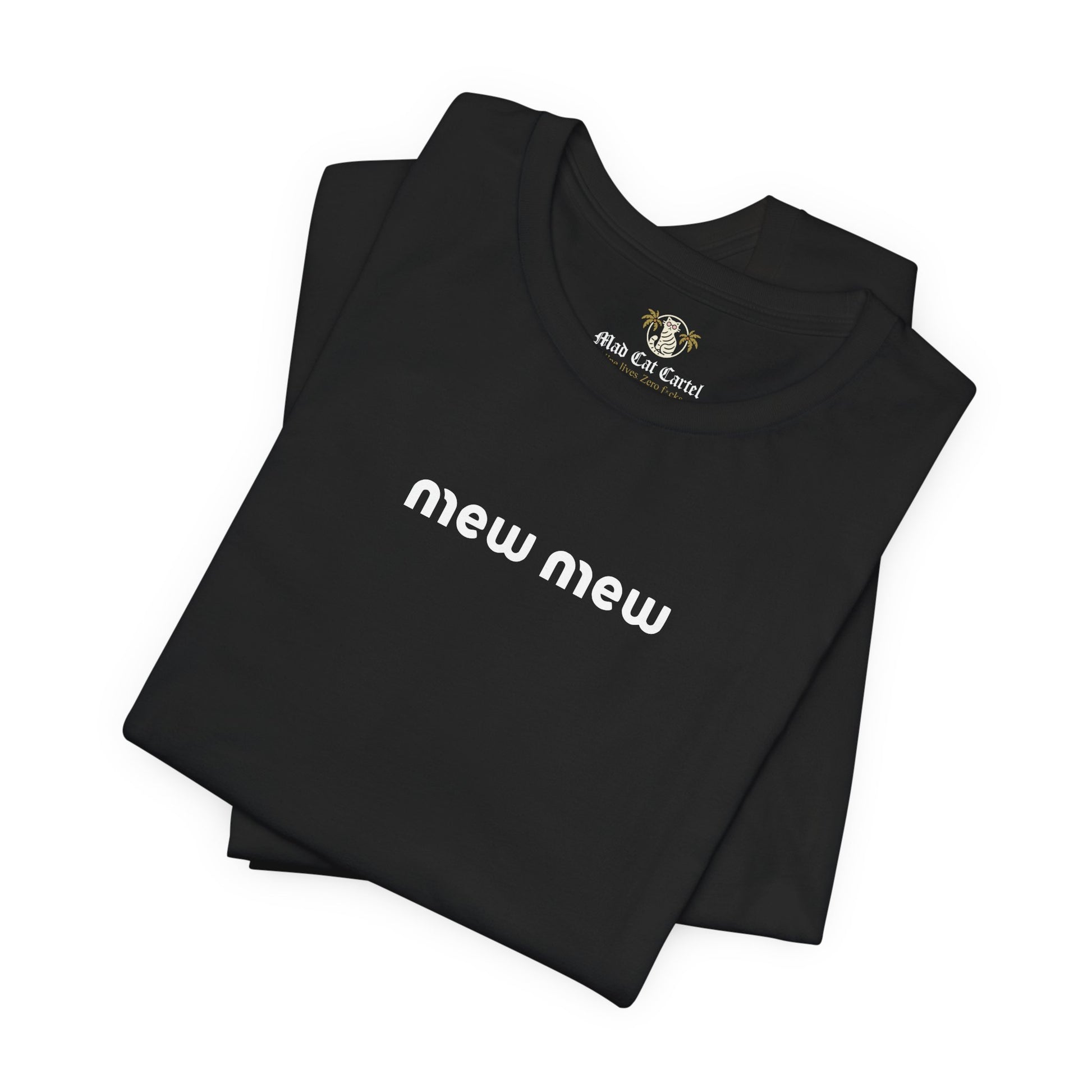 Black Mew Mew logo Graphic T-Shirt folded – funny t-shirts for men