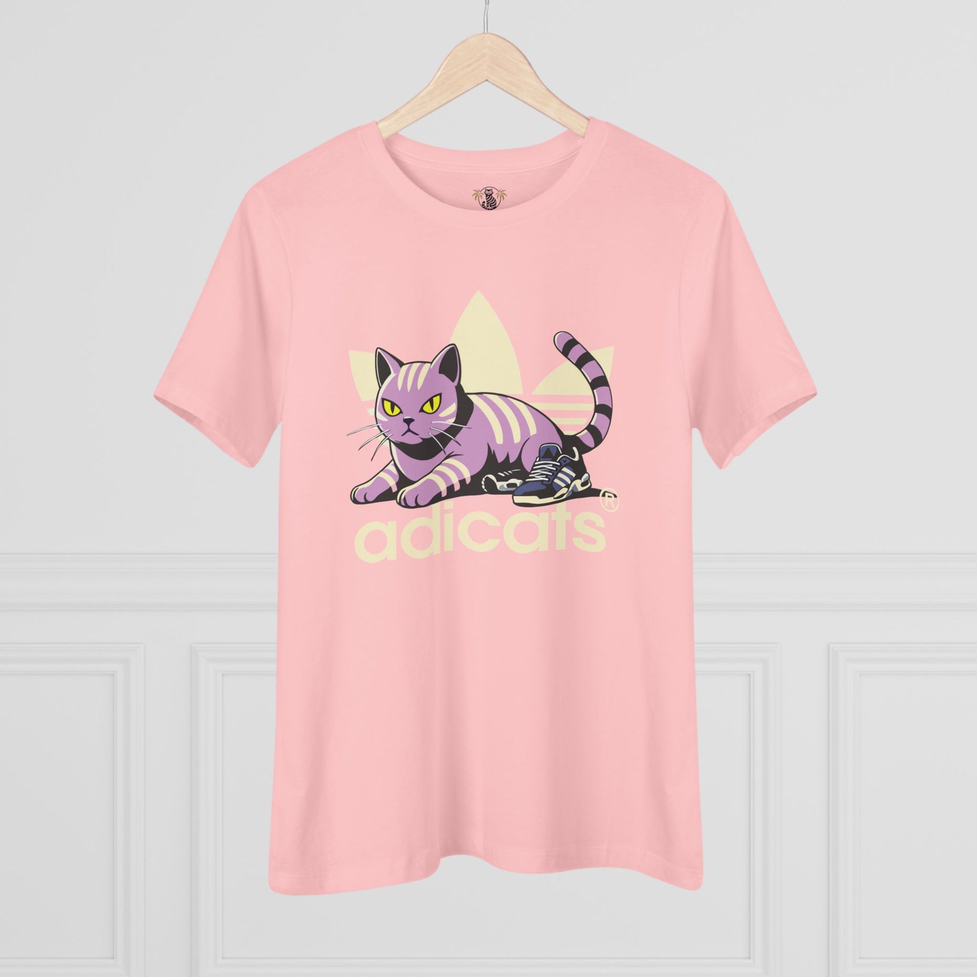 Pink cat lover shirts hanging front display