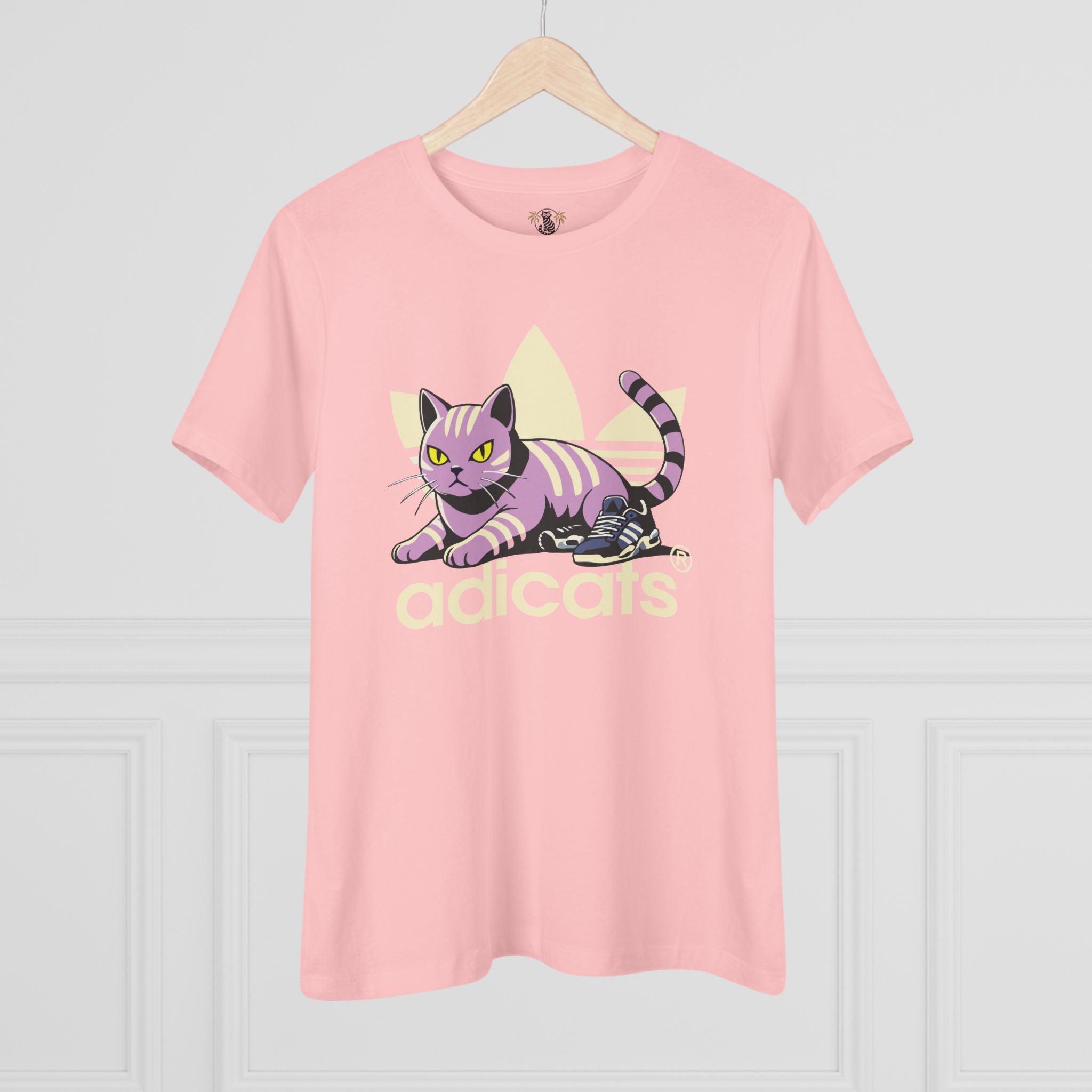 Pink cat lover shirts hanging front display