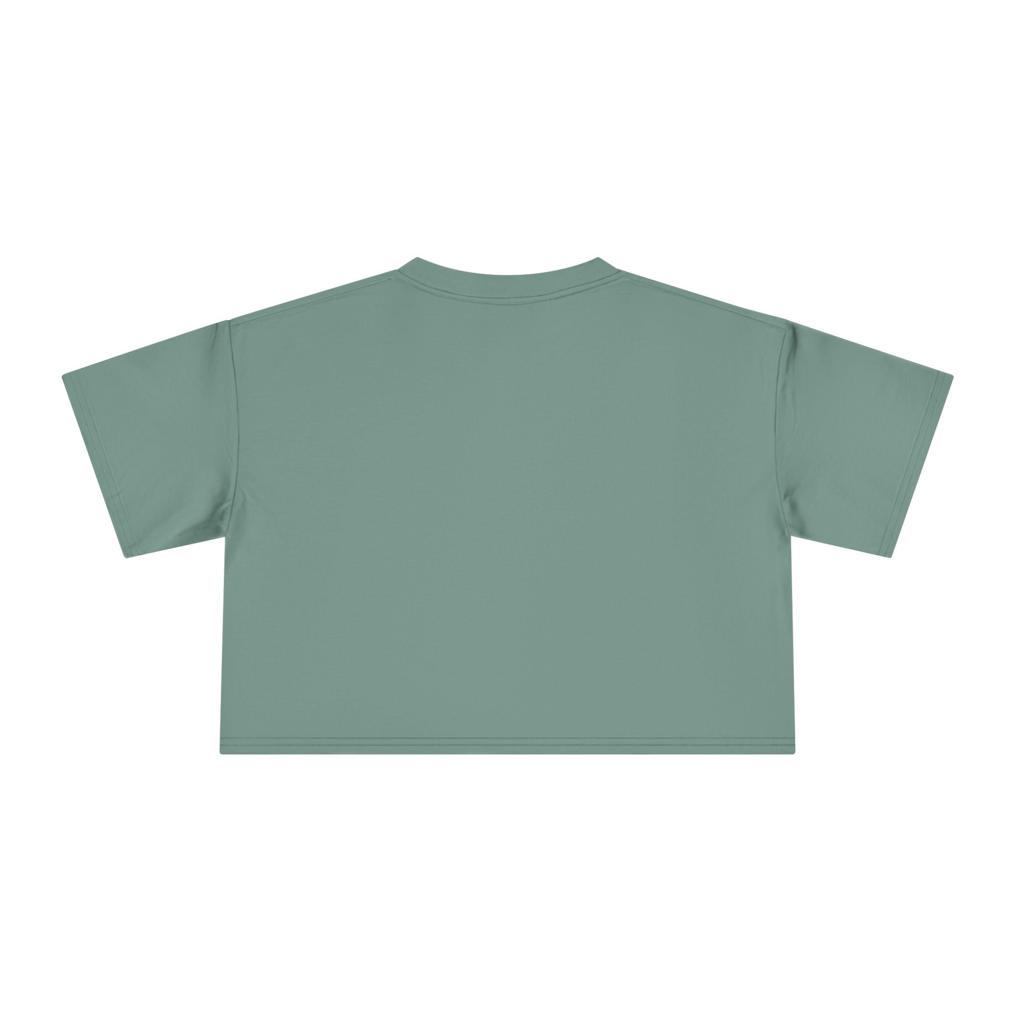 sage Pawlenciaga crop top, back view, cat clothes for humans