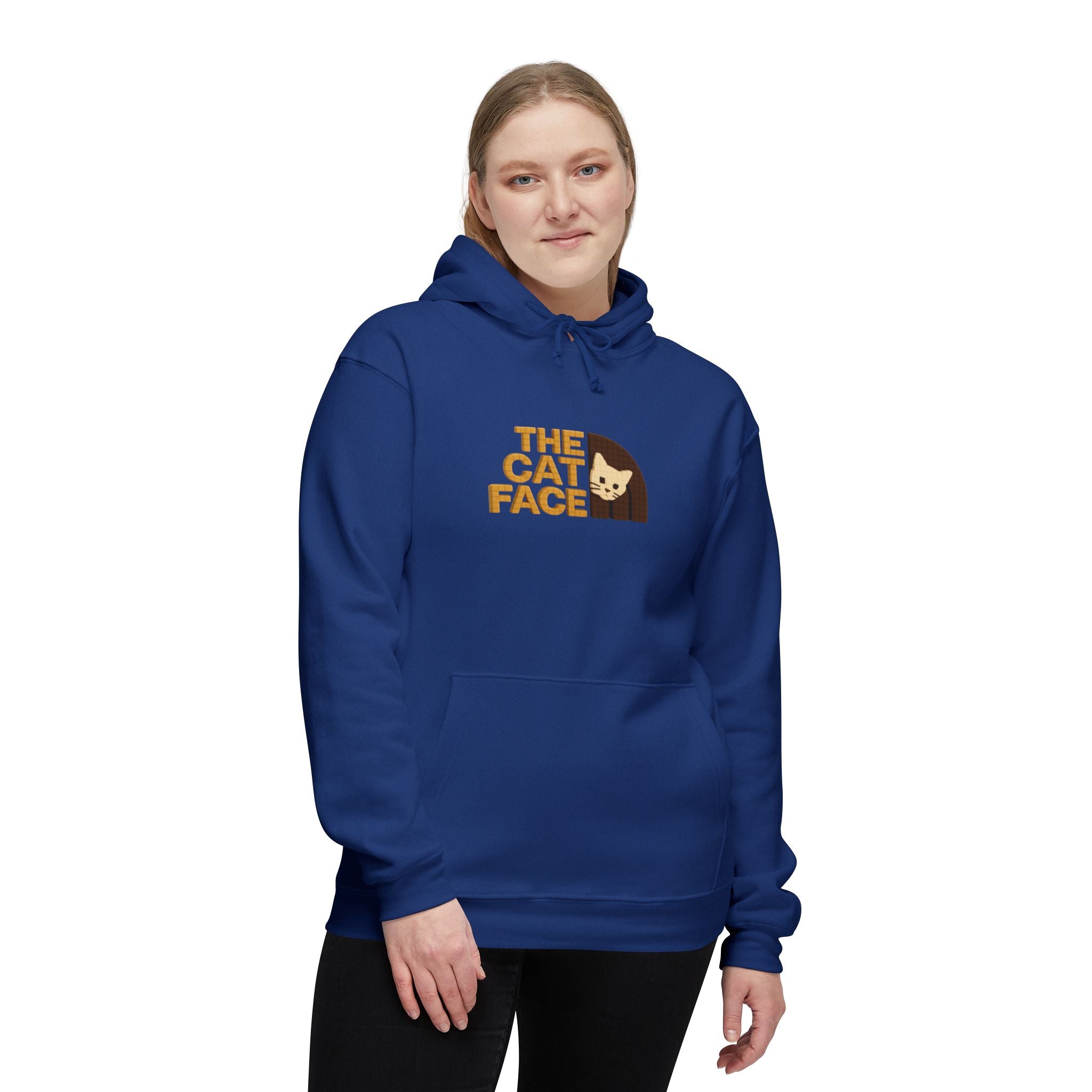 The Cat Face 3D Wool Block Chest Logo & Back Cat Graphic Hoodie