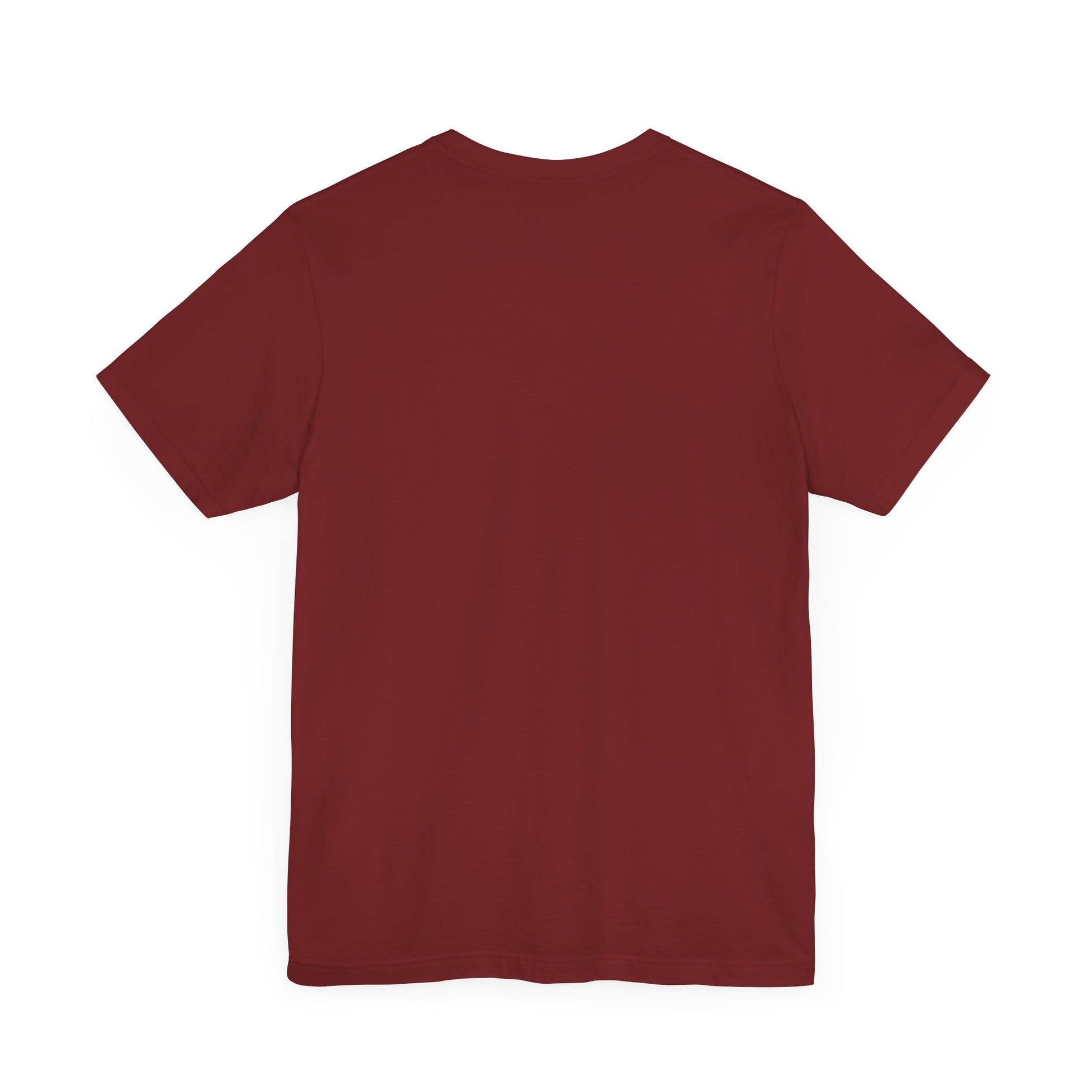 Parody t shirts cardinal red flat lay back view