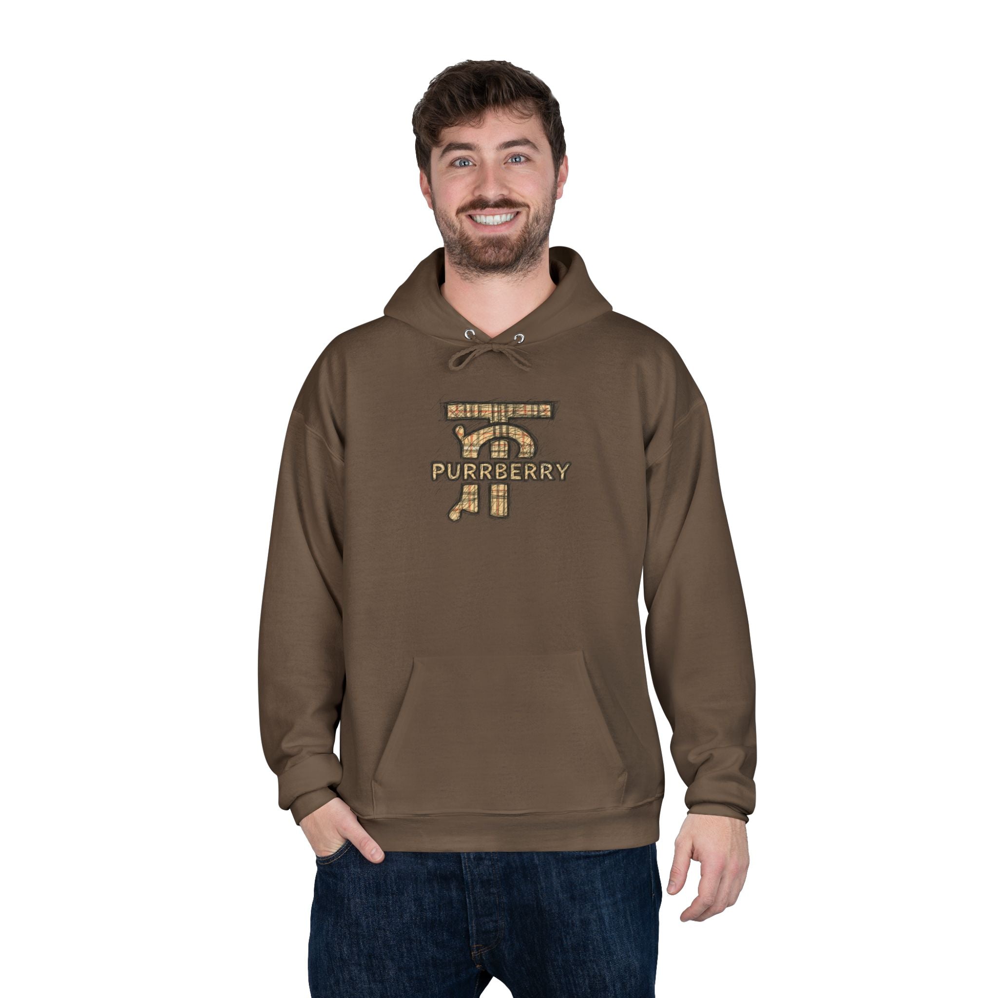 Purrberry Chest Sketch Logo Back Cat Graphic Hoodie