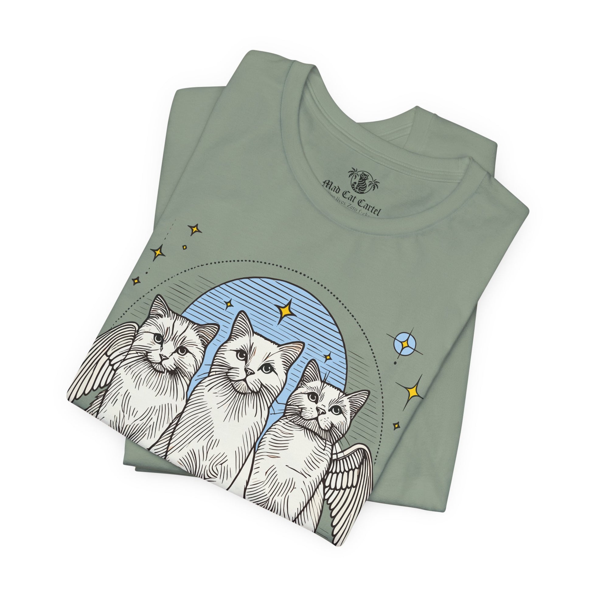 Folded Sage Paw Angels Holy Trinity t shirts – gifts for cat lovers