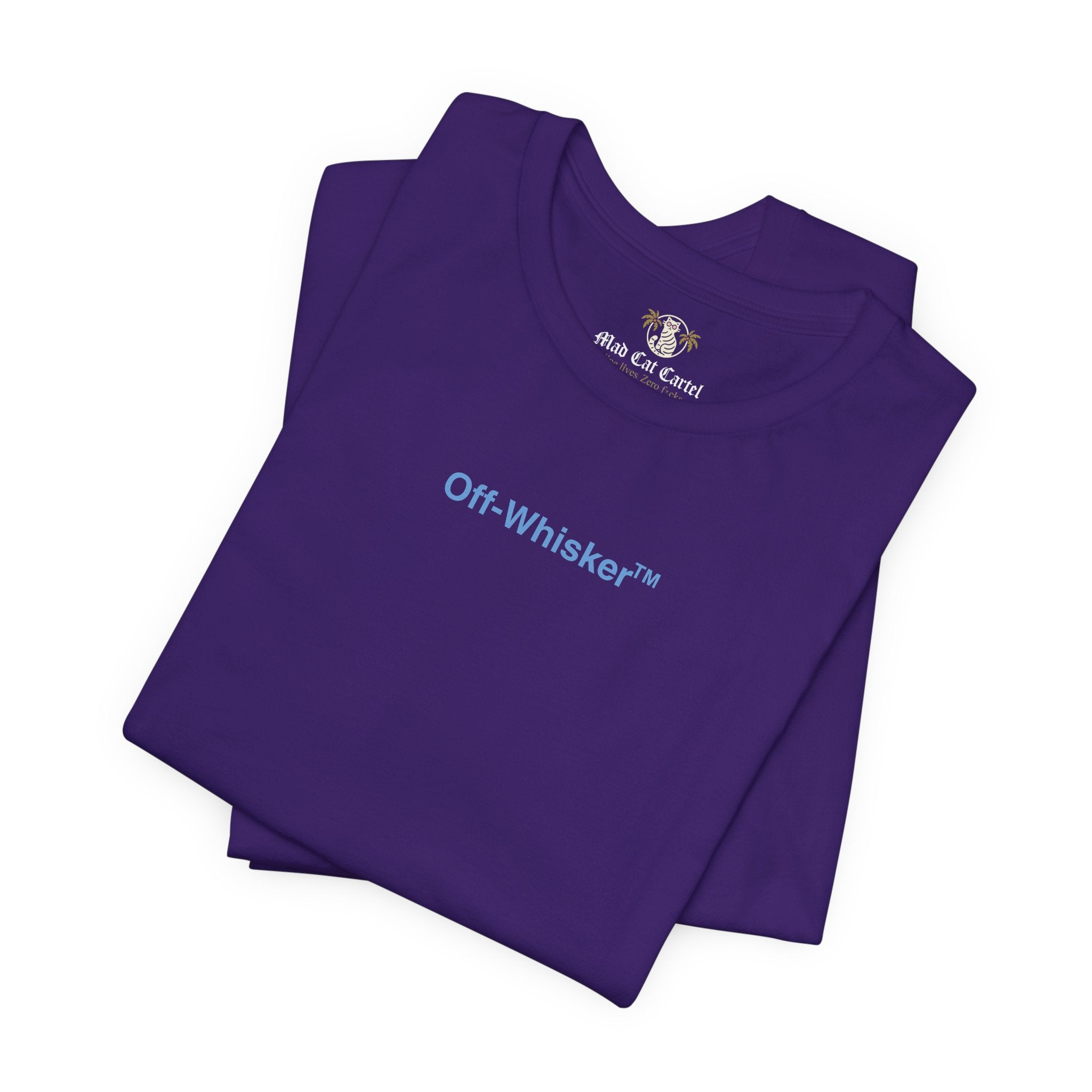 Two team purple Signature Frame cat shirts folded – funny t shirts women
