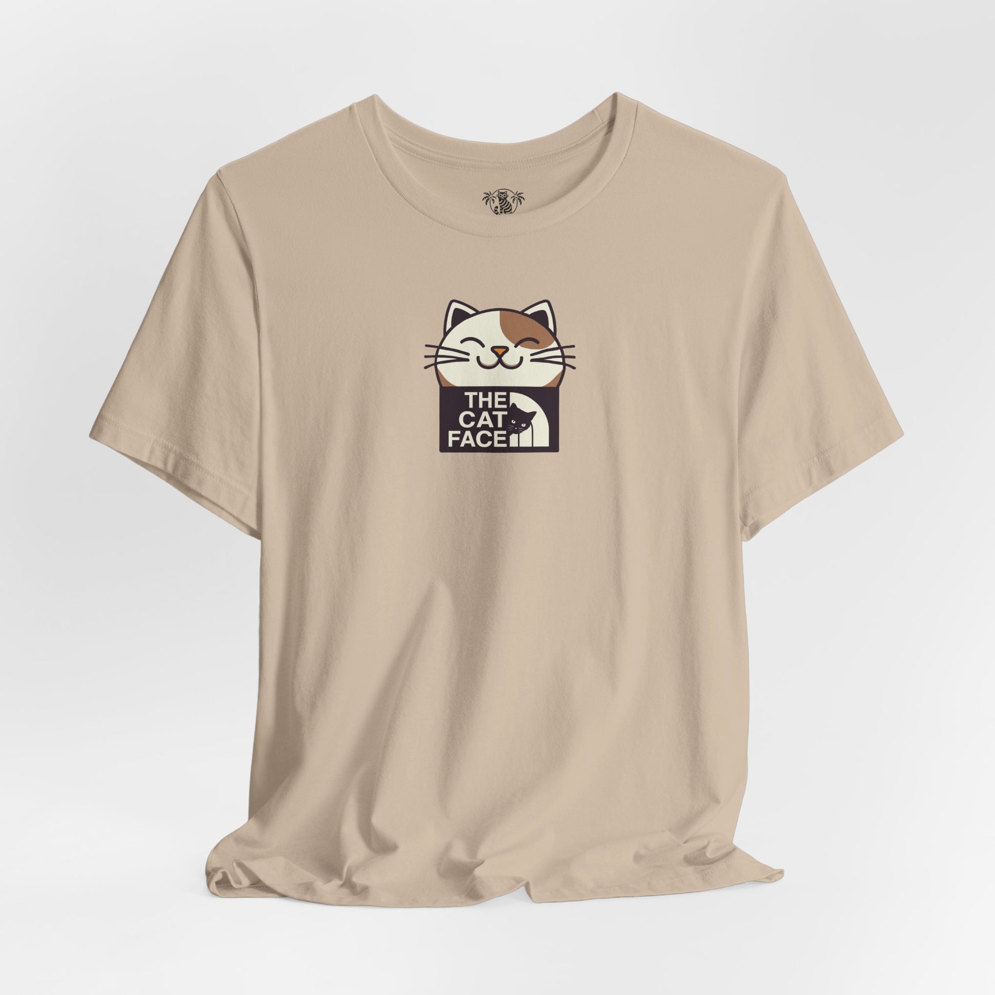 Cat shirts funny tan front view plain flat lay