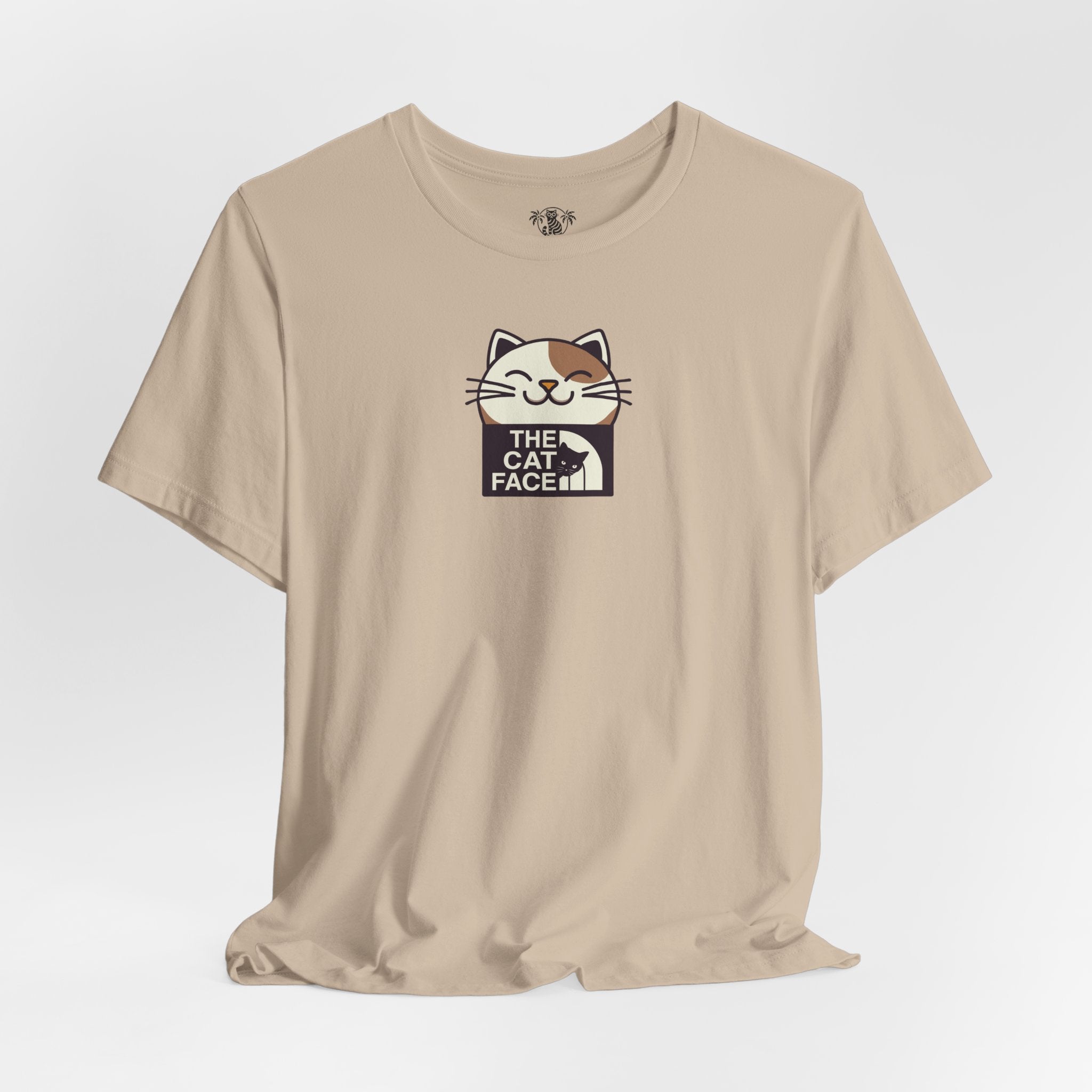 Cat shirts funny tan front view plain flat lay