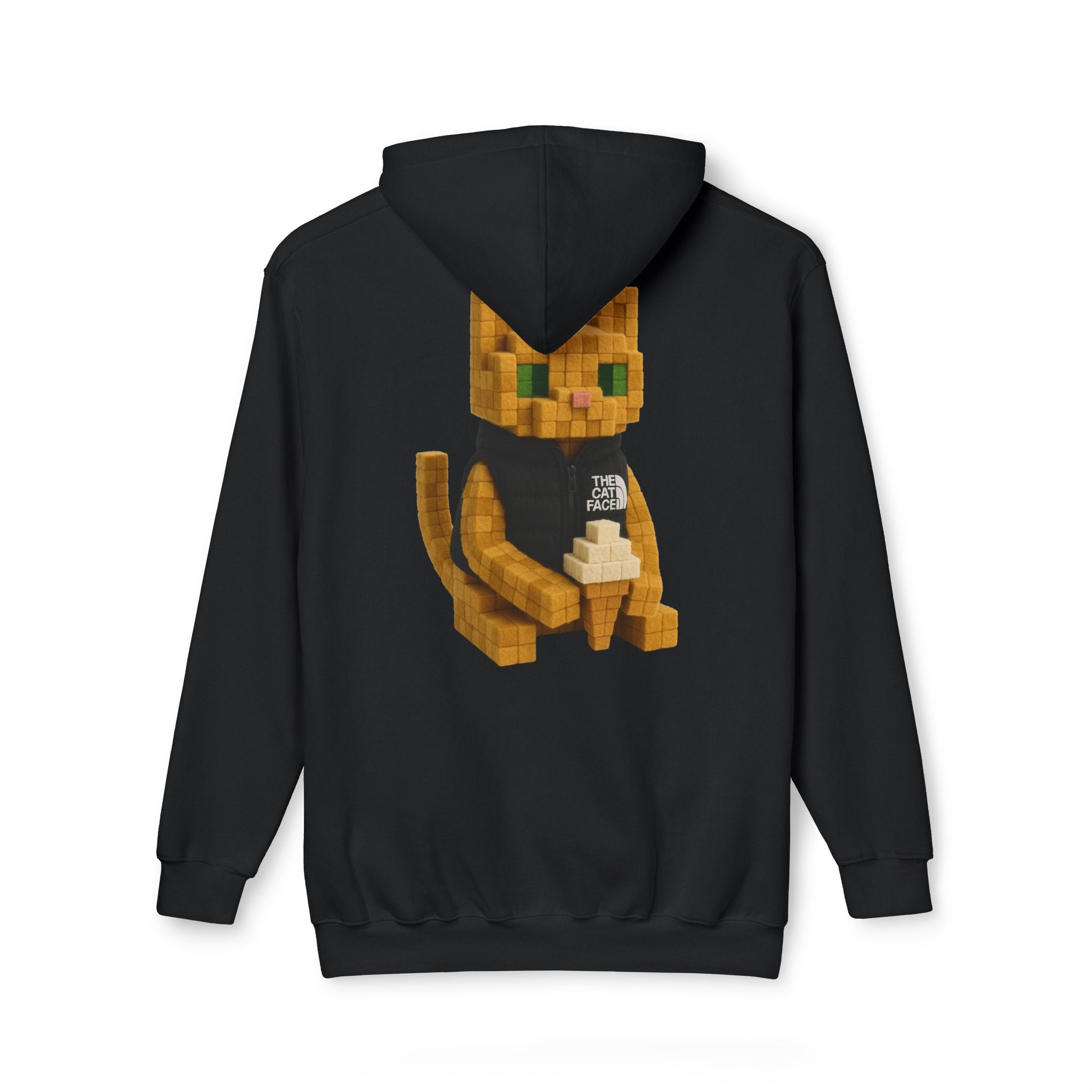 The Cat Face 3D Wool Block Chest Logo & Back Cat Graphic Hoodie