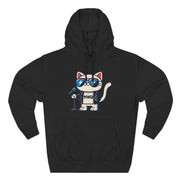 front view of Alexander MewQueen cat hoodie in black, cat gifts for mum and dads