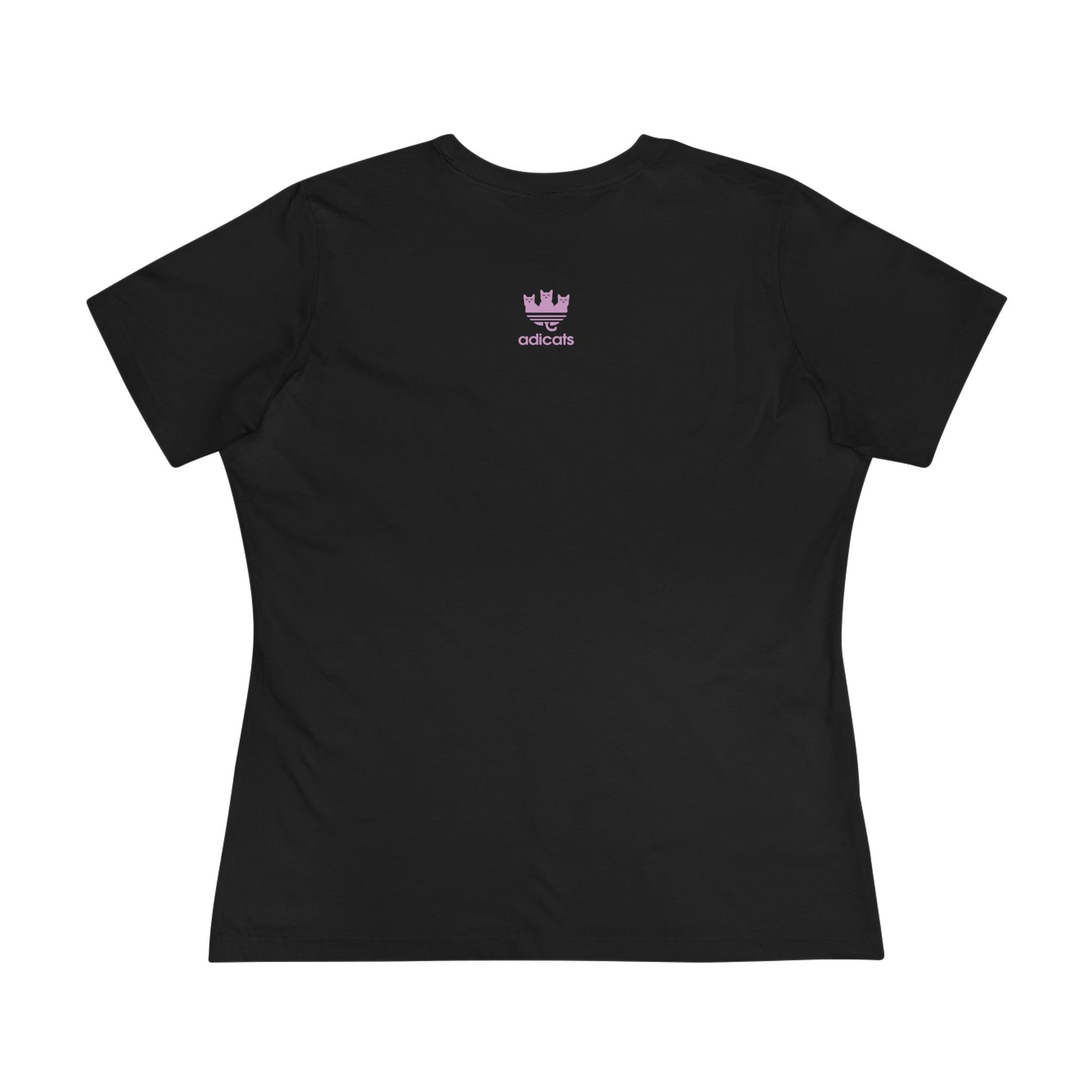 Black funny shirts for women back logo flat lay