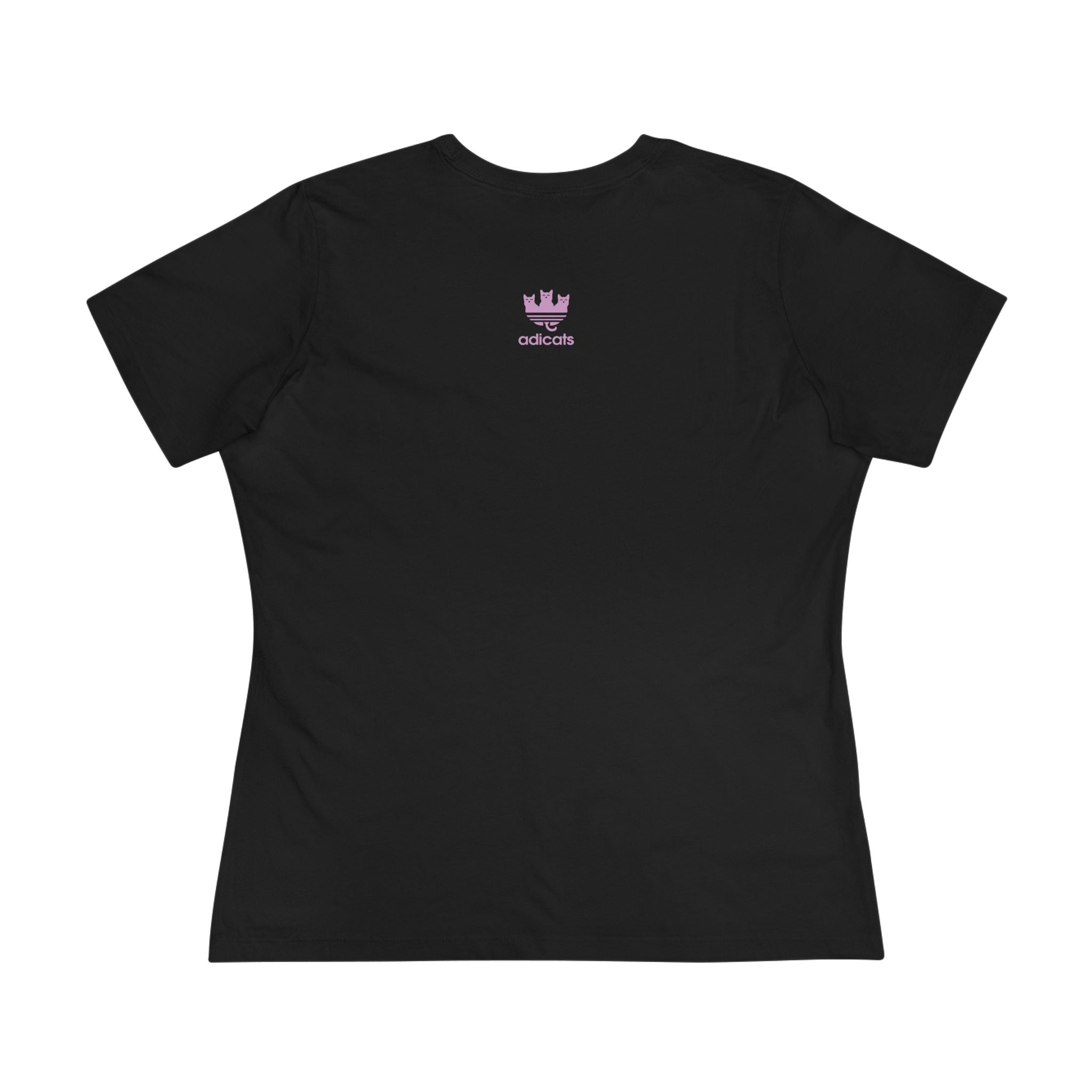 Black funny shirts for women back logo flat lay
