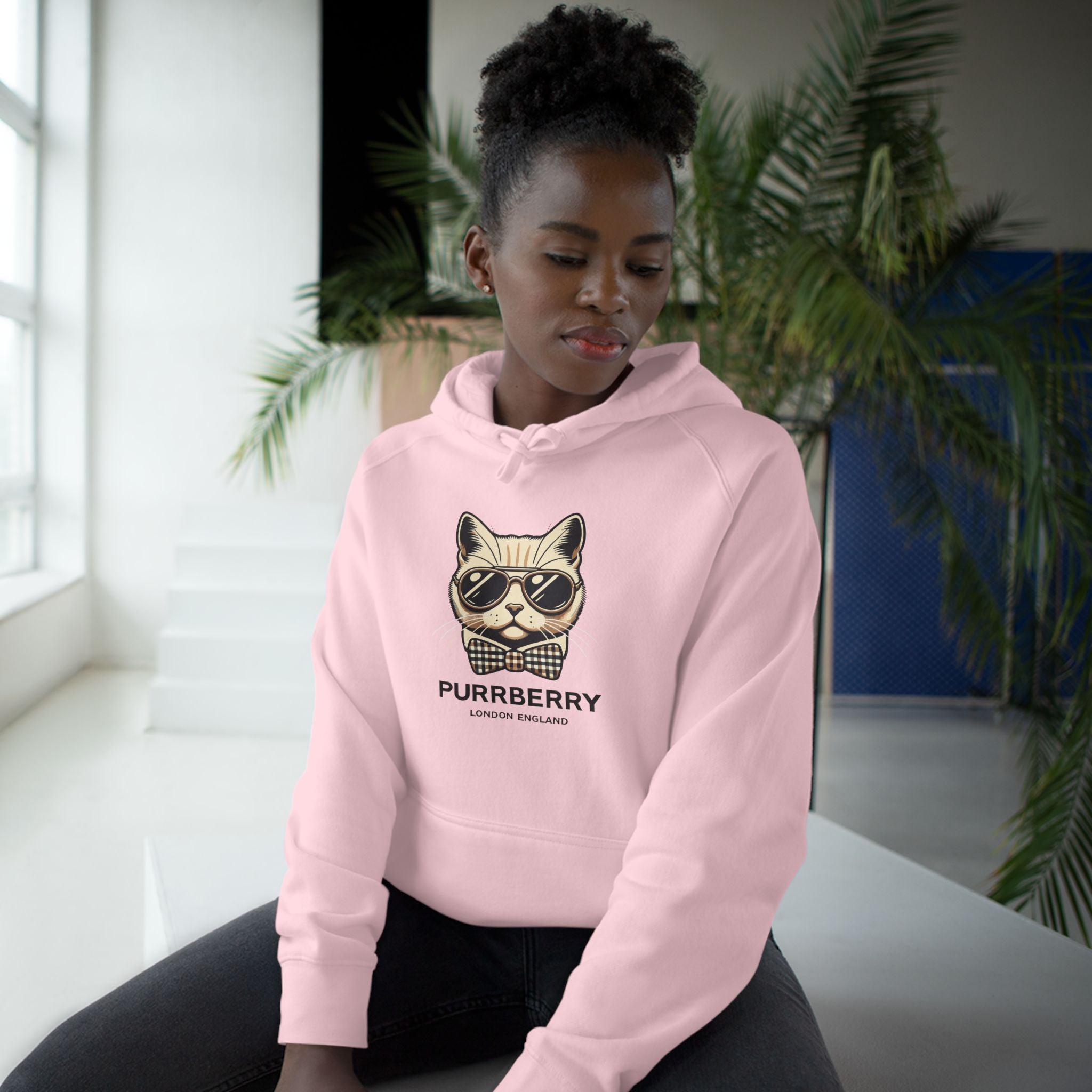 Purrberry Bowtie Icon Cat Graphic Hoodie
