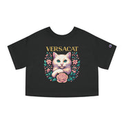 Versacat x Champion Pixel Bloom Women's Black Crop Top, black crop top for cat lovers