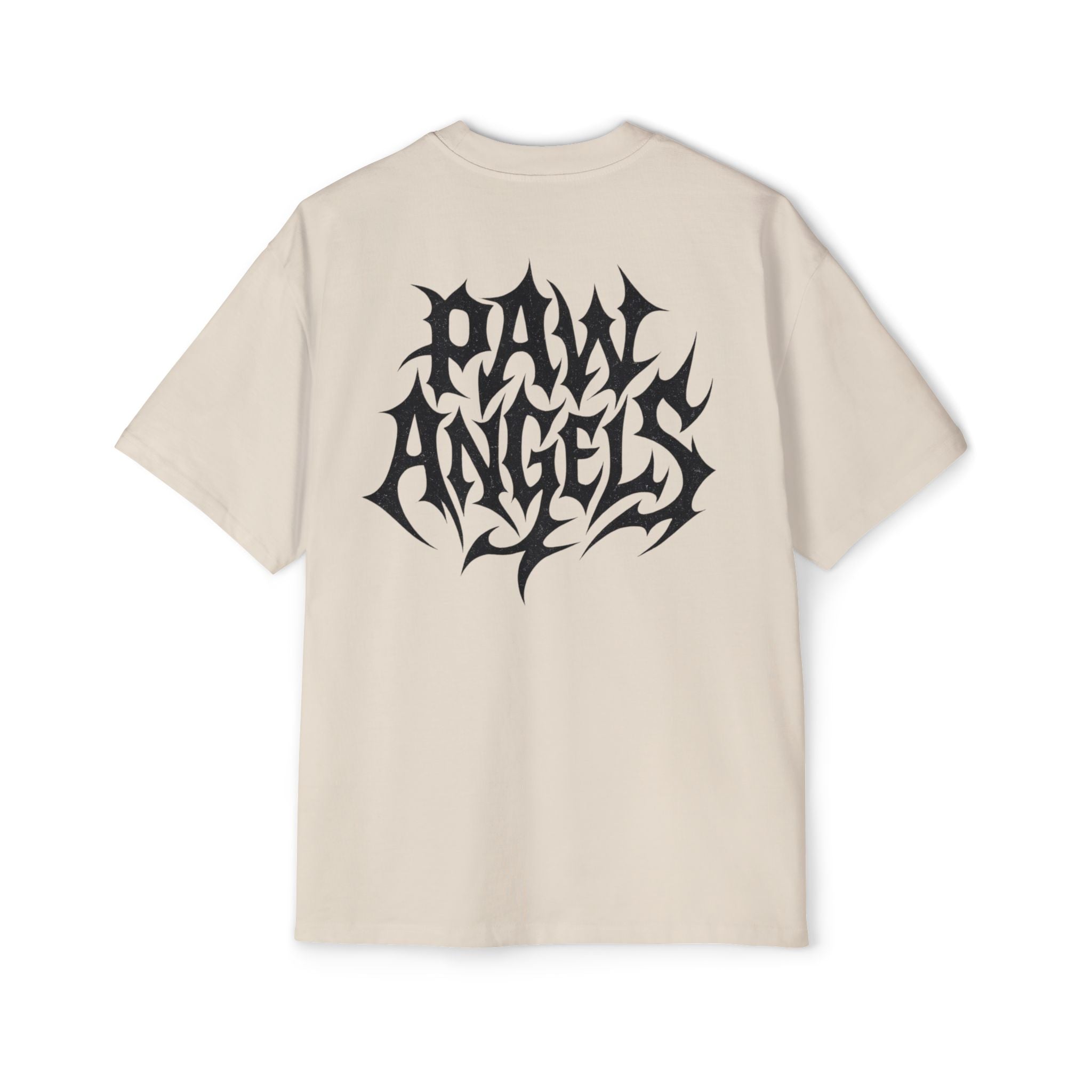 Back view of Paw Angels Hellcat athletic heather gray men's oversized cat t-shirt – mens cat tee