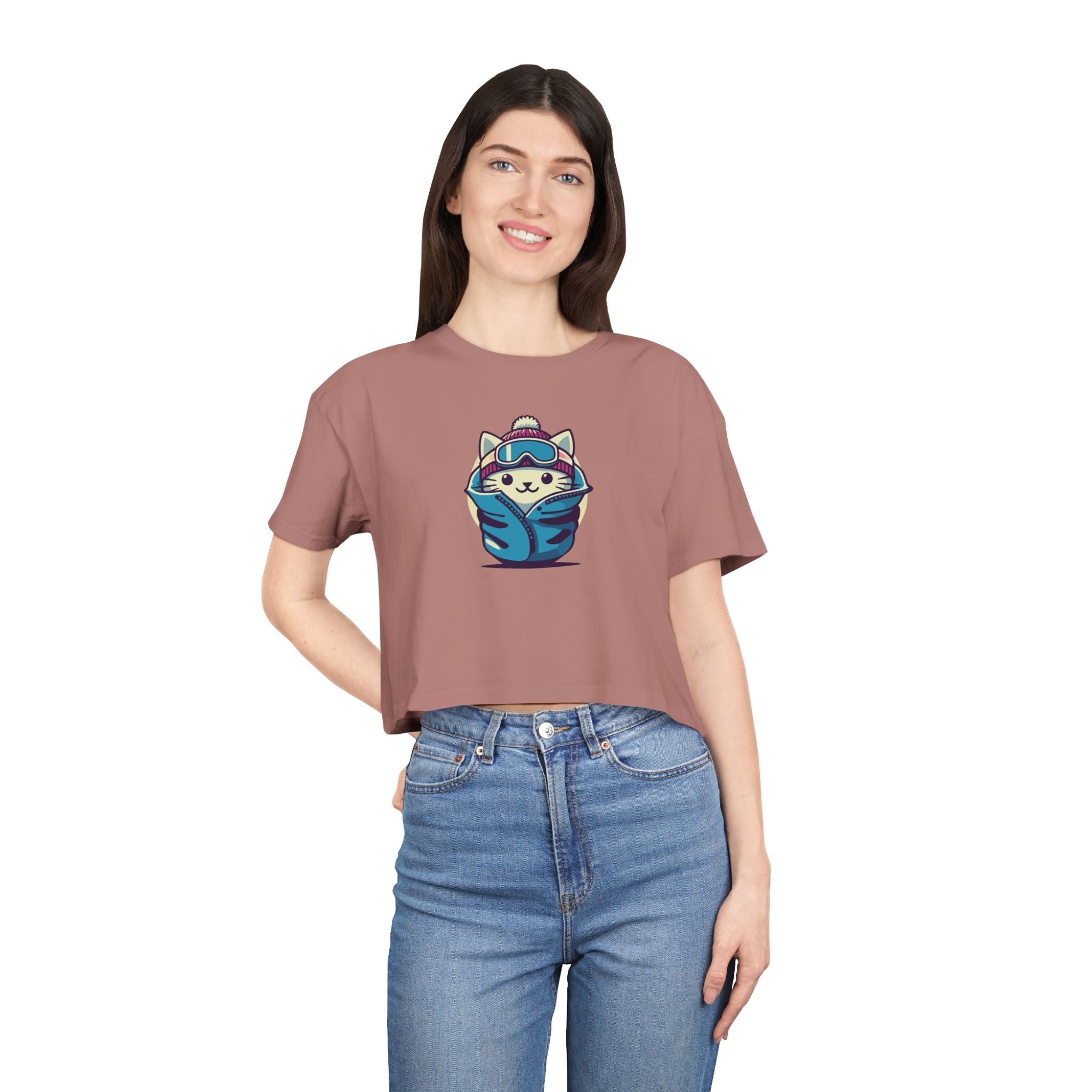 The Cat Face Apres Ski Kitty Women's Crop T Shirt