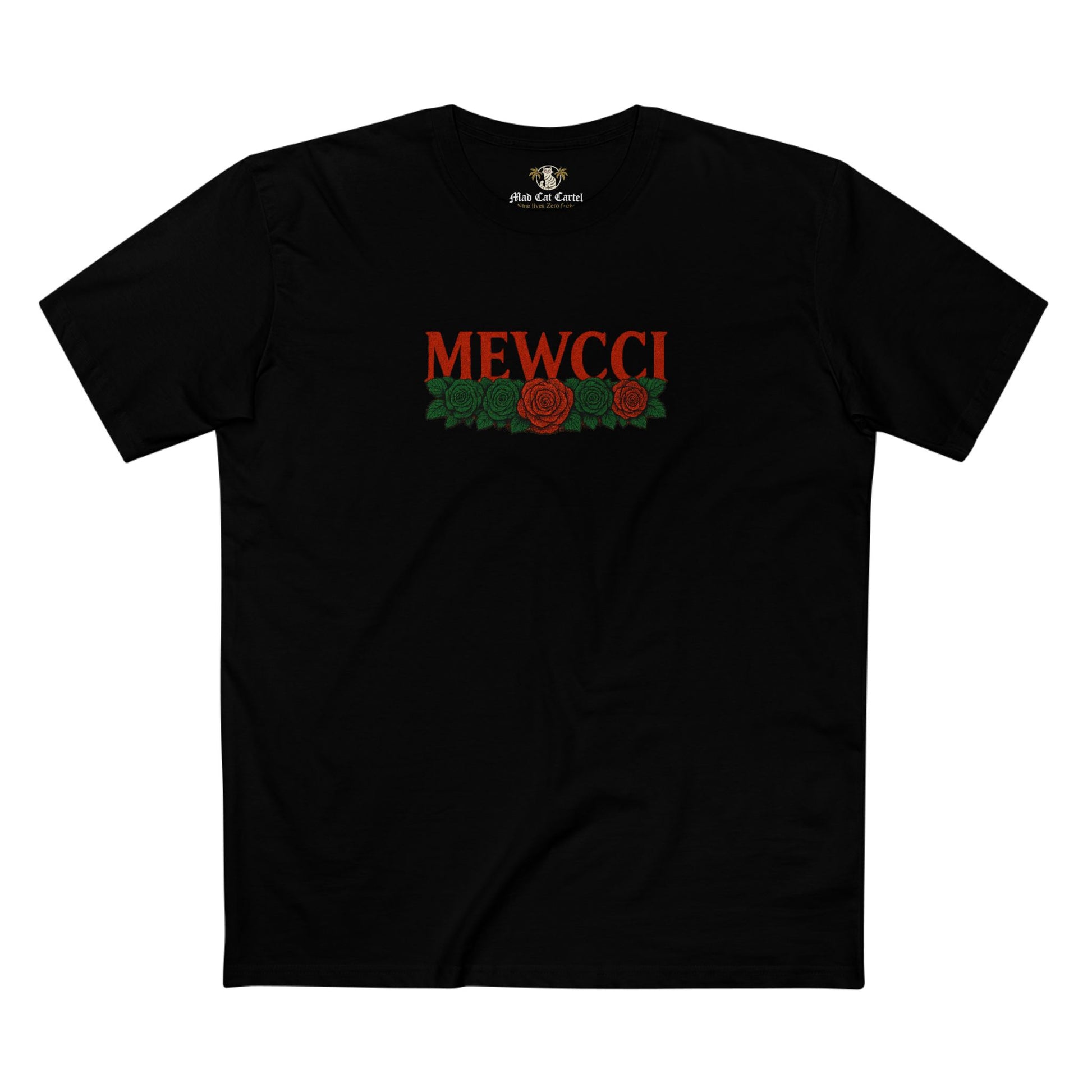 Mewcci Floral Vision Cat Graphic T Shirt in Black – cat themed shirt, cat graphic tee, items for cat lovers, flower graphic shirt