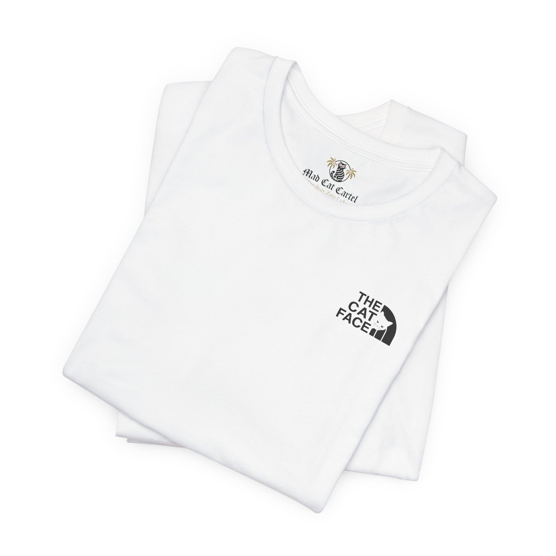 Mens cat tee white folded set with white shirt for cat lovers