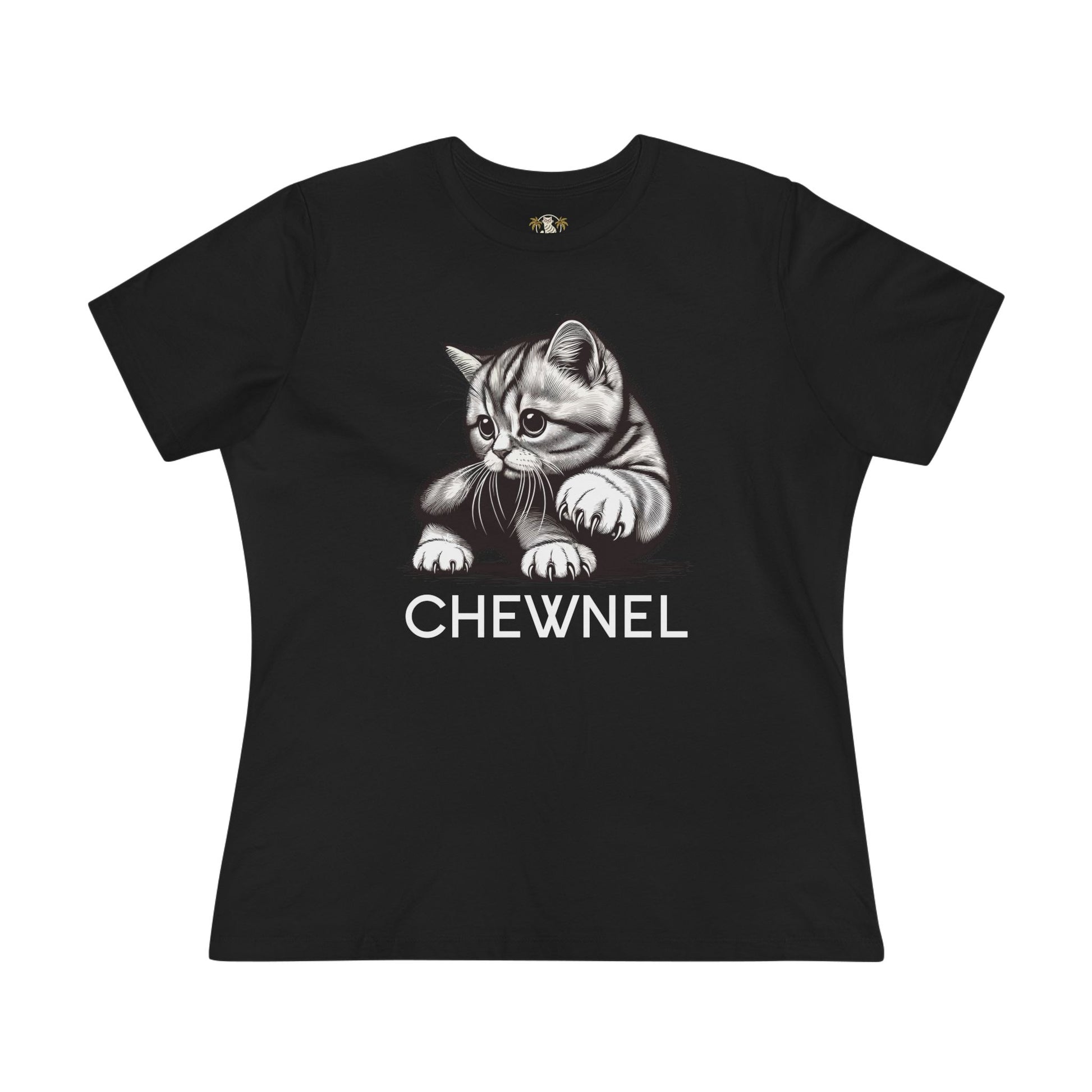 Black Chewnel Haute Cat-ture cat lover t shirt front view shirts with cats on them