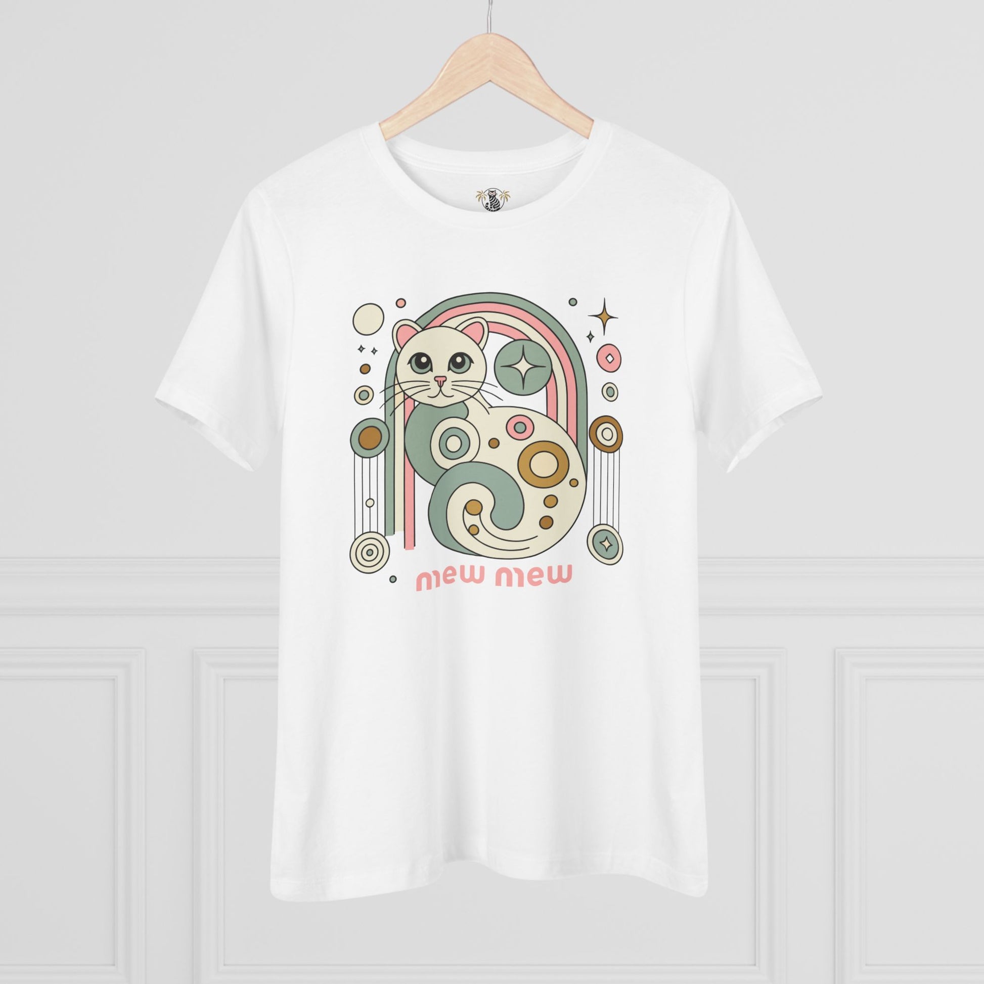 White t shirt on hanger front view cat lady tee shirts