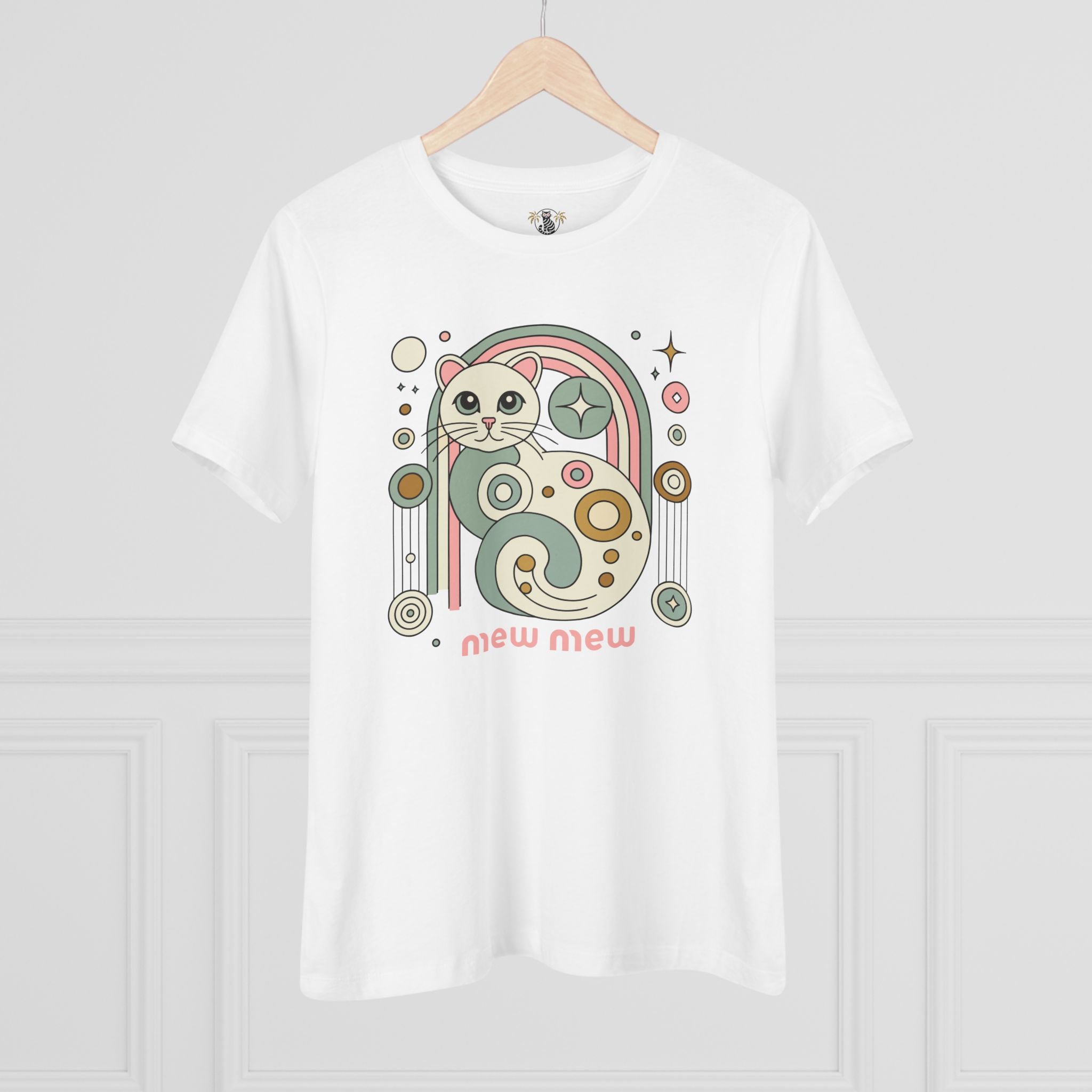 White t shirt on hanger front view cat lady tee shirts