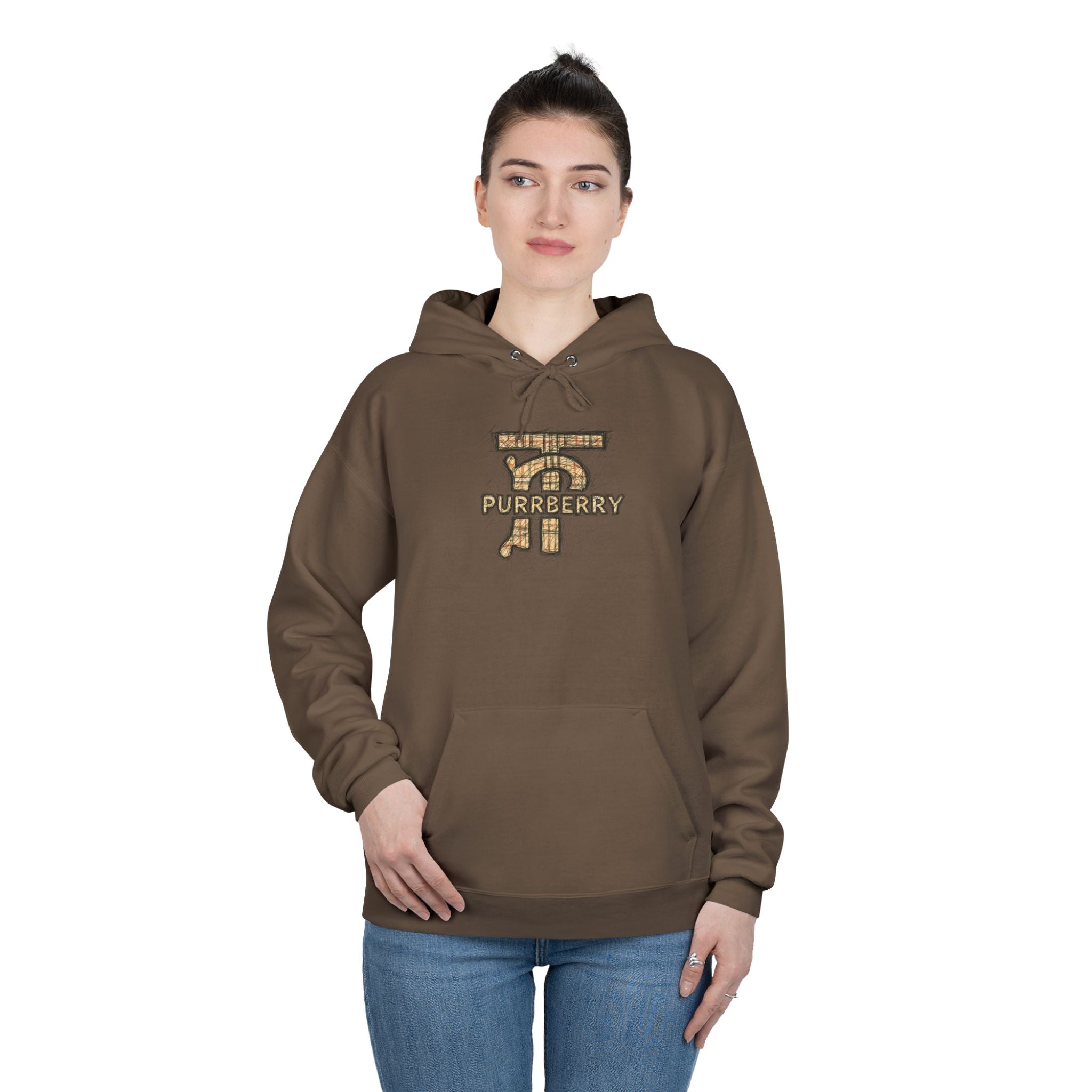 Purrberry Chest Sketch Logo Back Cat Graphic Hoodie