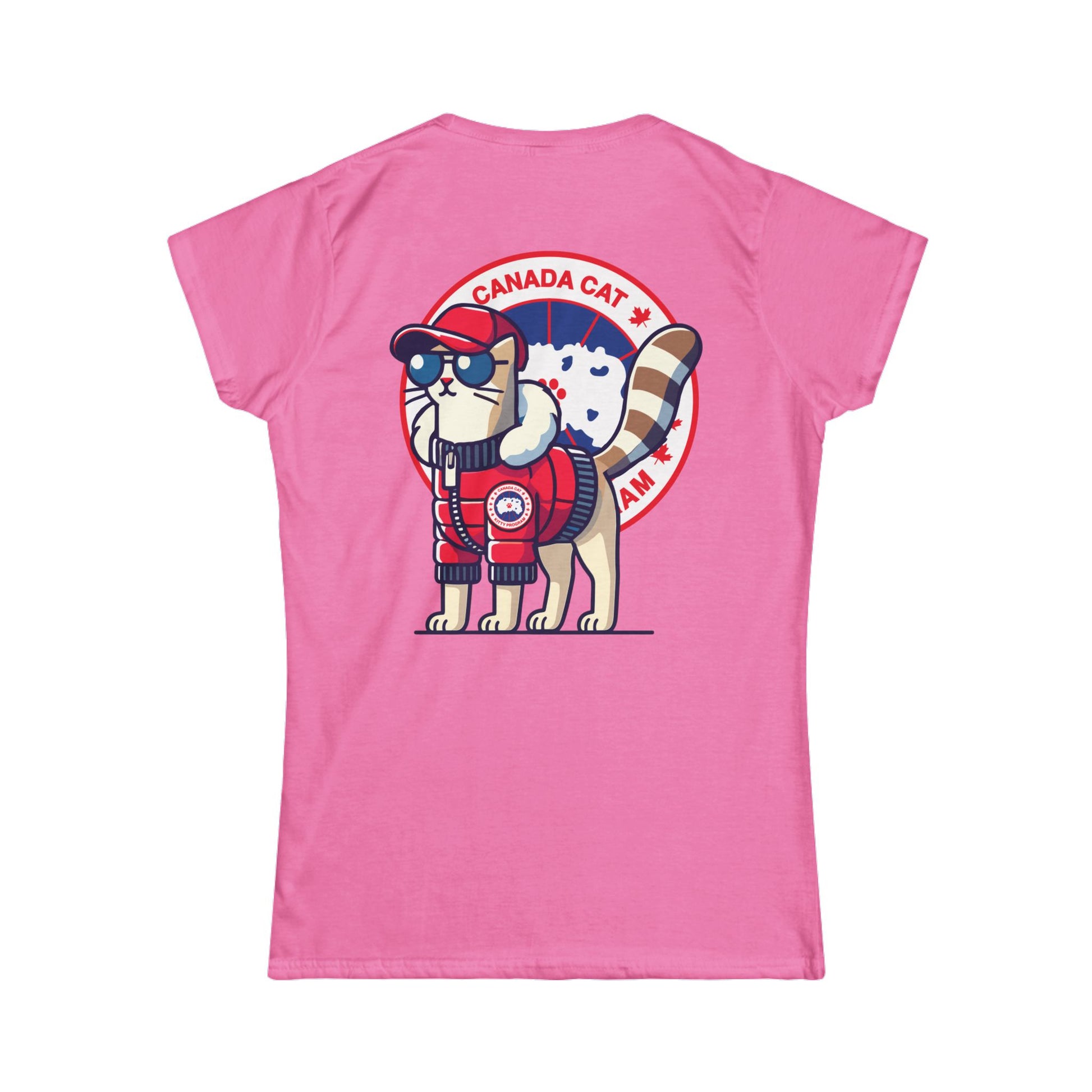 Azalea Pink womens cat tee back view flat lay