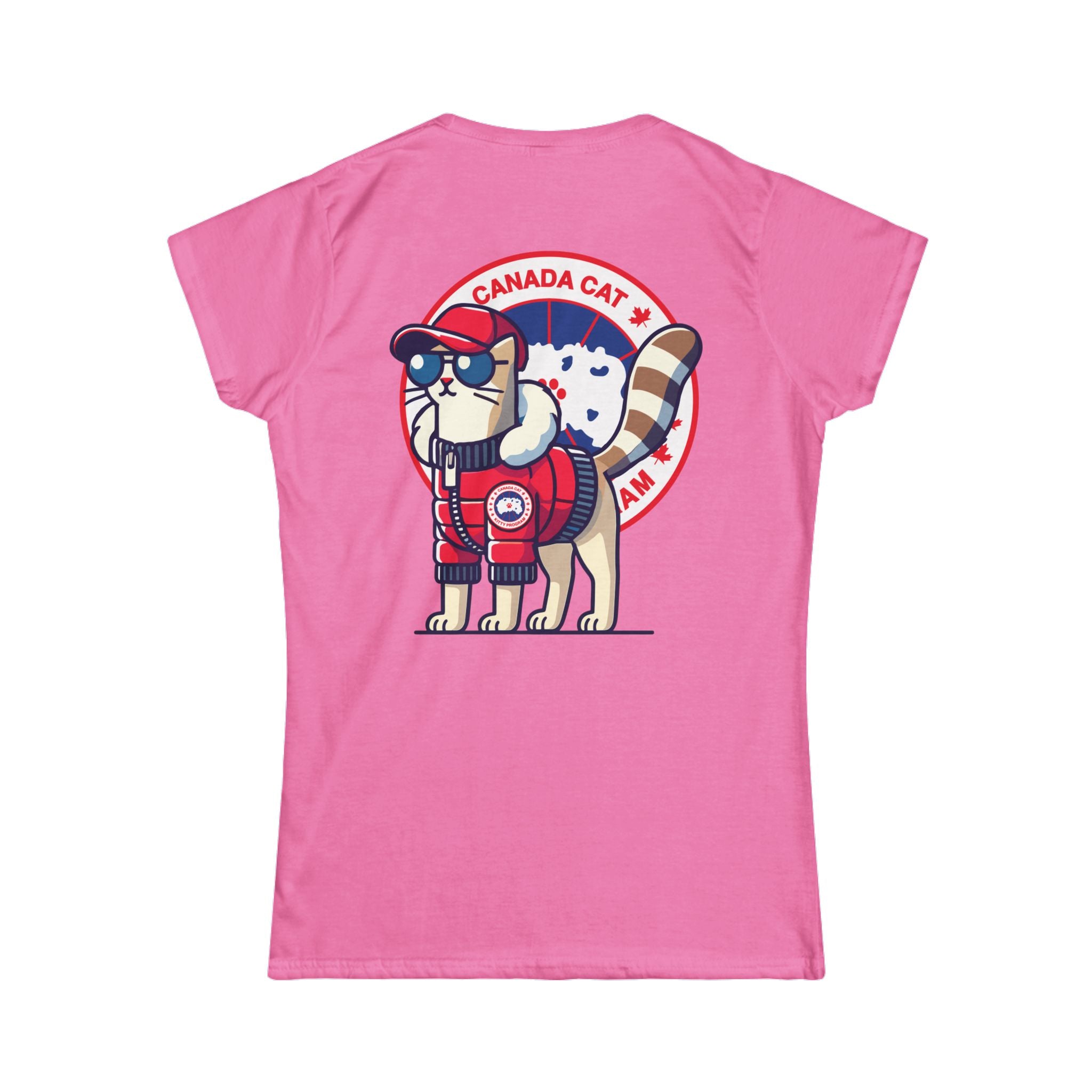 Azalea Pink womens cat tee back view flat lay