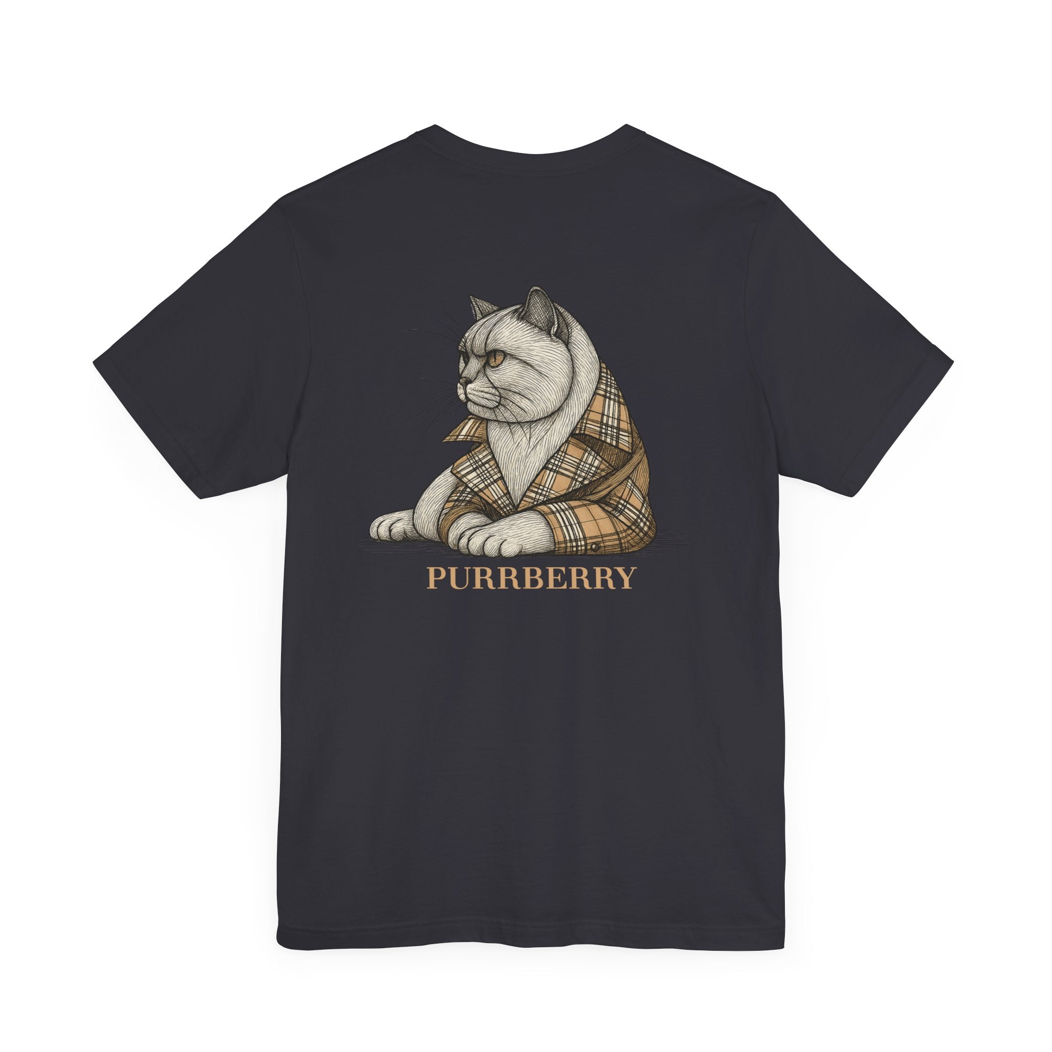 purrberry london coat club cat graphic t shirt black back view cat print tee shirts