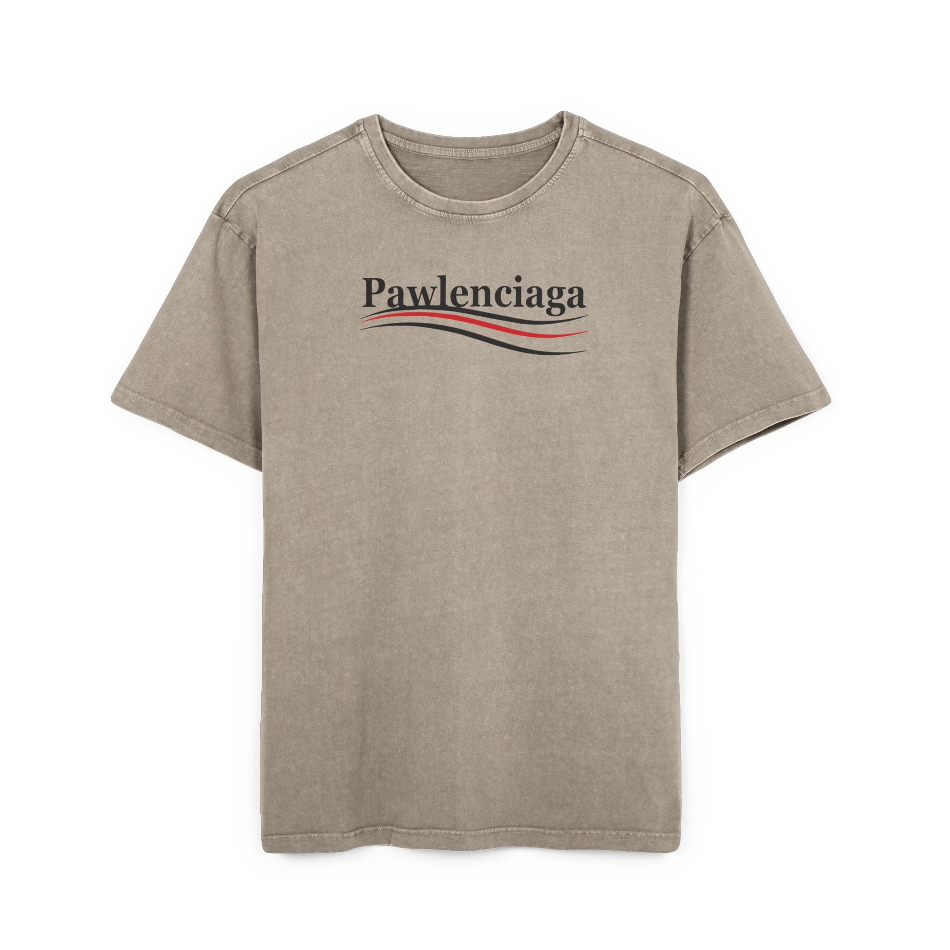 Pawlenciaga logo acid washed men's oversized t shirt parody shirts funny mens t shirts oversized graphic t shirt unique gifts for cat lovers asphalt front view