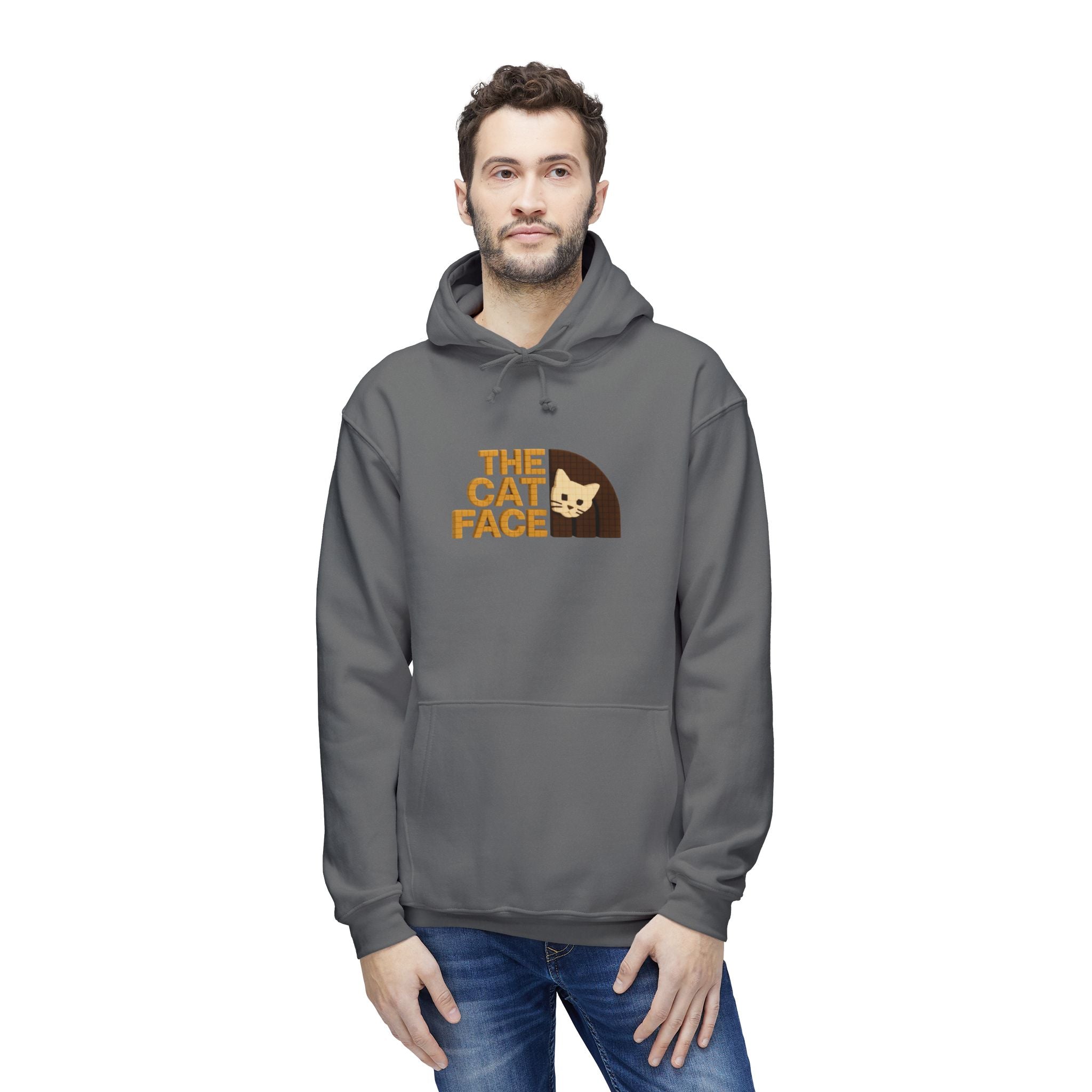 The Cat Face 3D Wool Block Chest Logo & Back Cat Graphic Hoodie