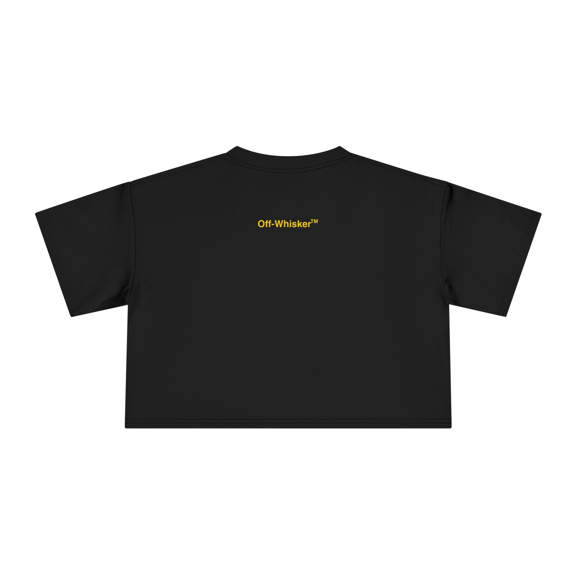Black graphic crop top, Off-Whisker back logo view