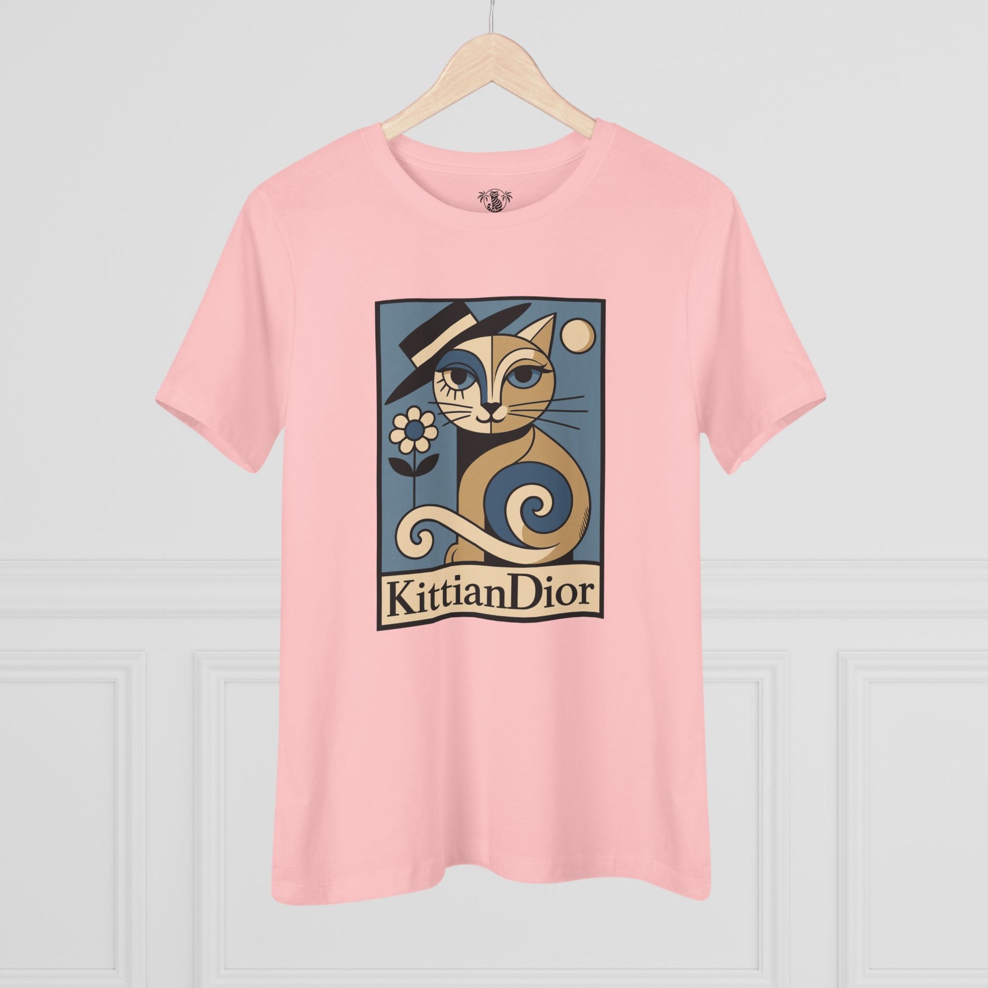 ladies pink cat shirts for women hanging front view