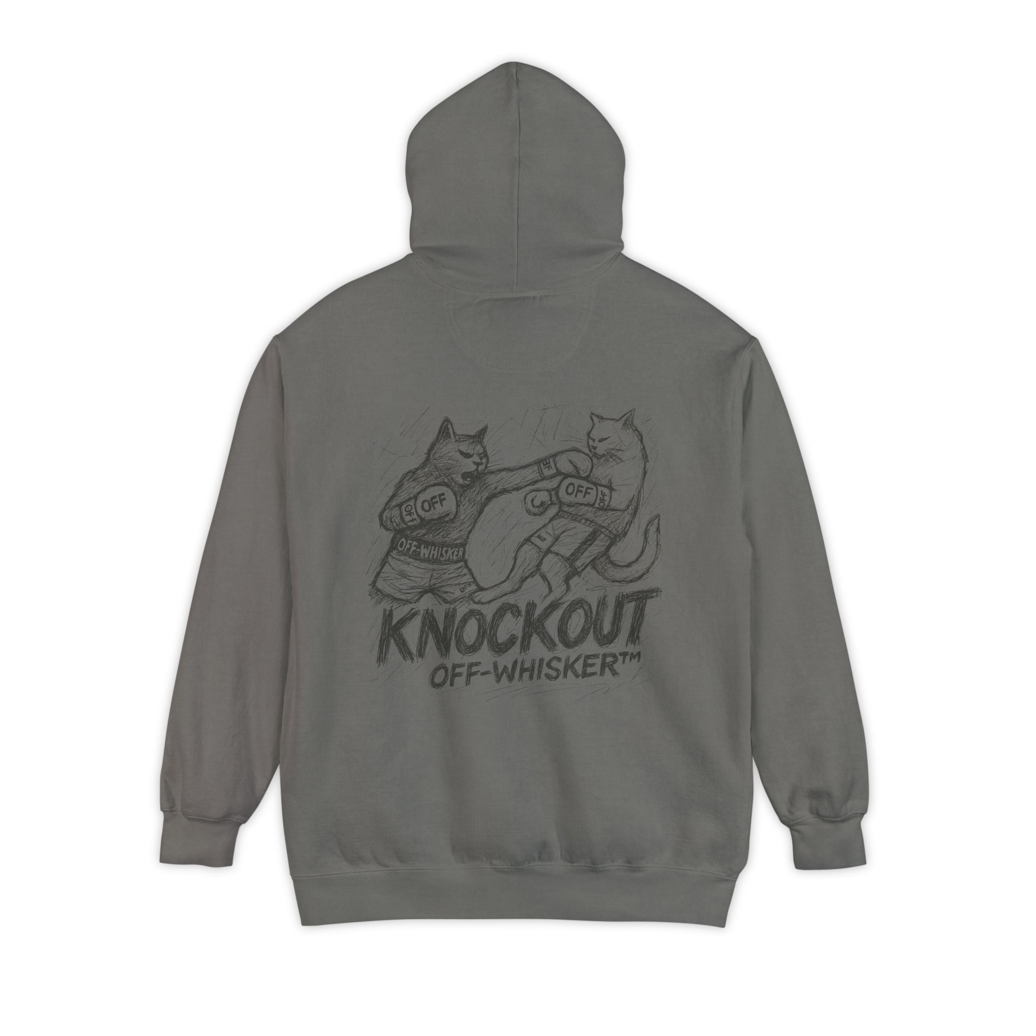 Off-Whisker Cat Knockout Sketch Graphic Hoodie