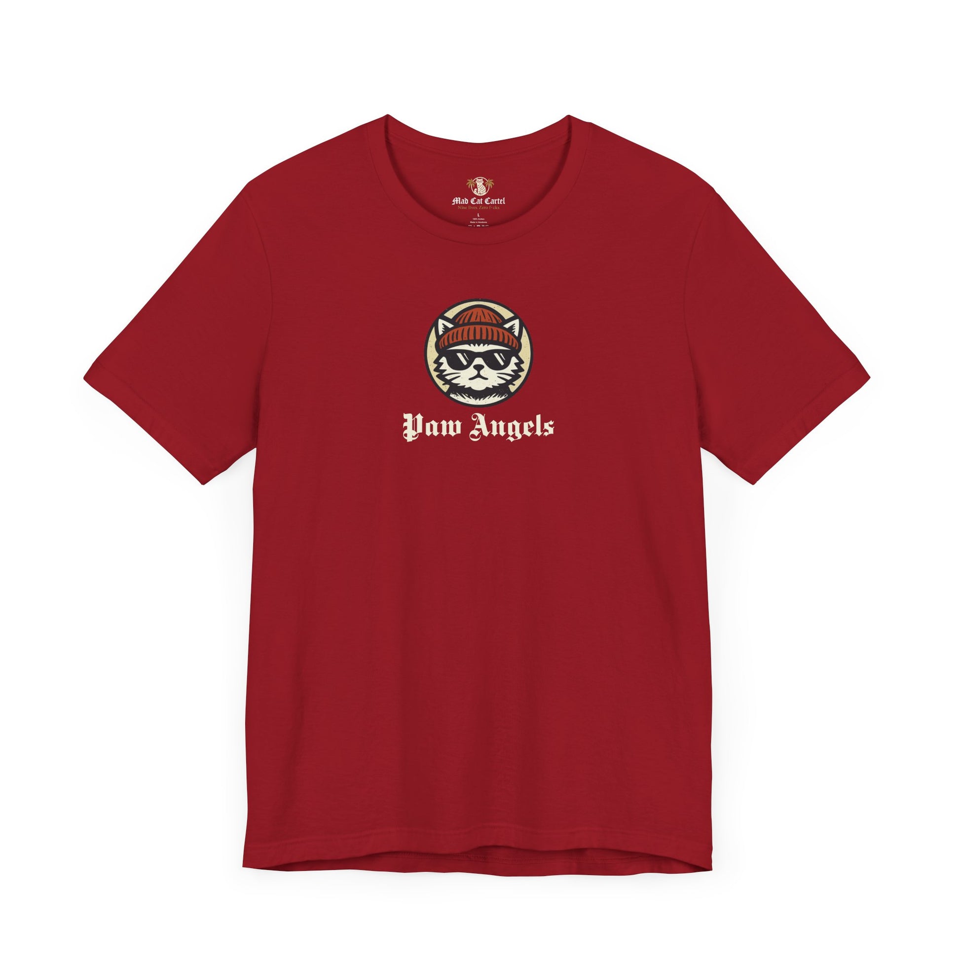 Canvas red Paw Angels Born to Fly street angel cat t-shirt – funny cat t shirt bold style