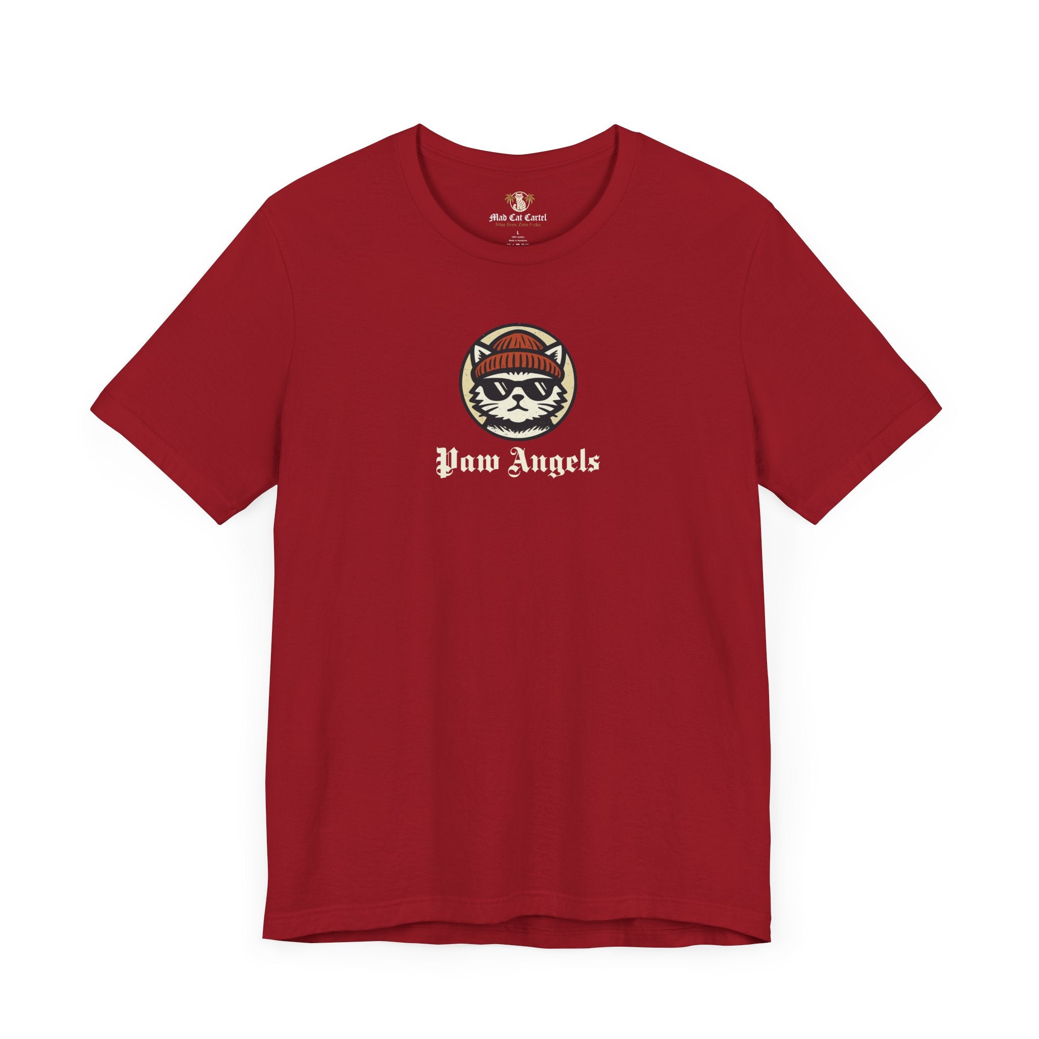 Canvas red Paw Angels Born to Fly street angel cat t-shirt – funny cat t shirt bold style