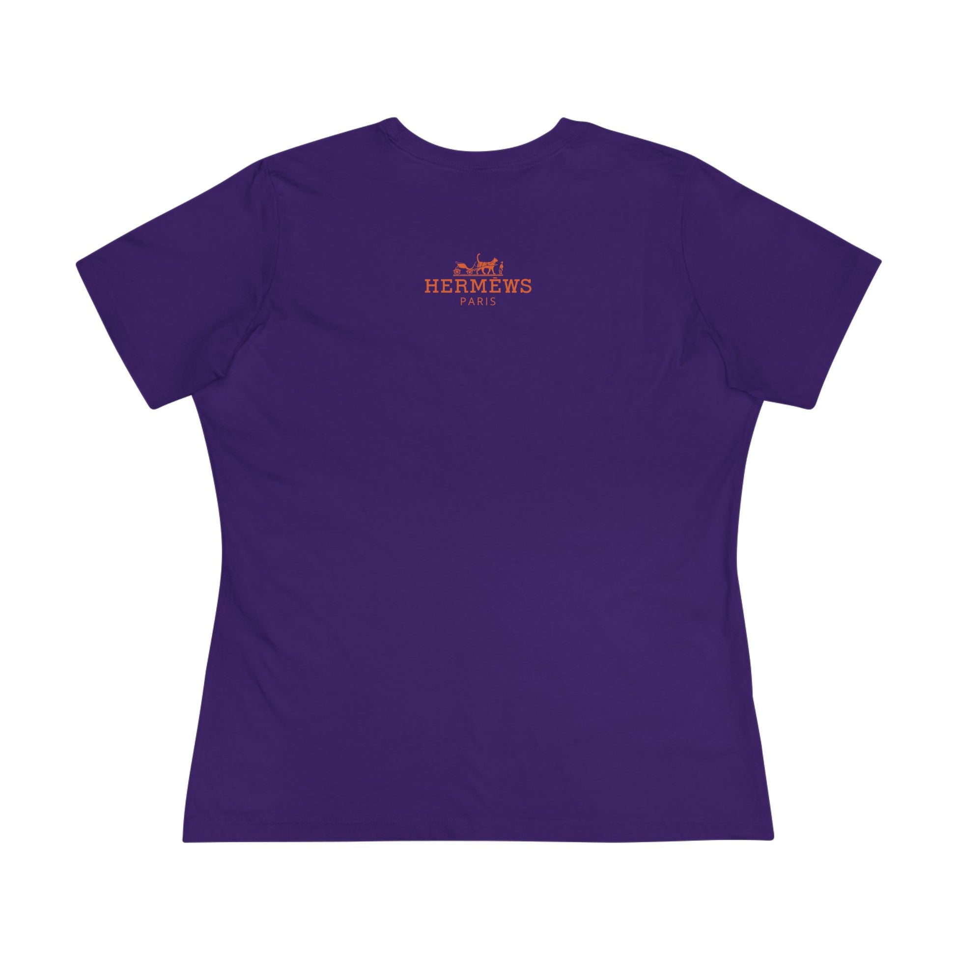 Back view Hermèws Paris Cat Women’s Team Purple T Shirt