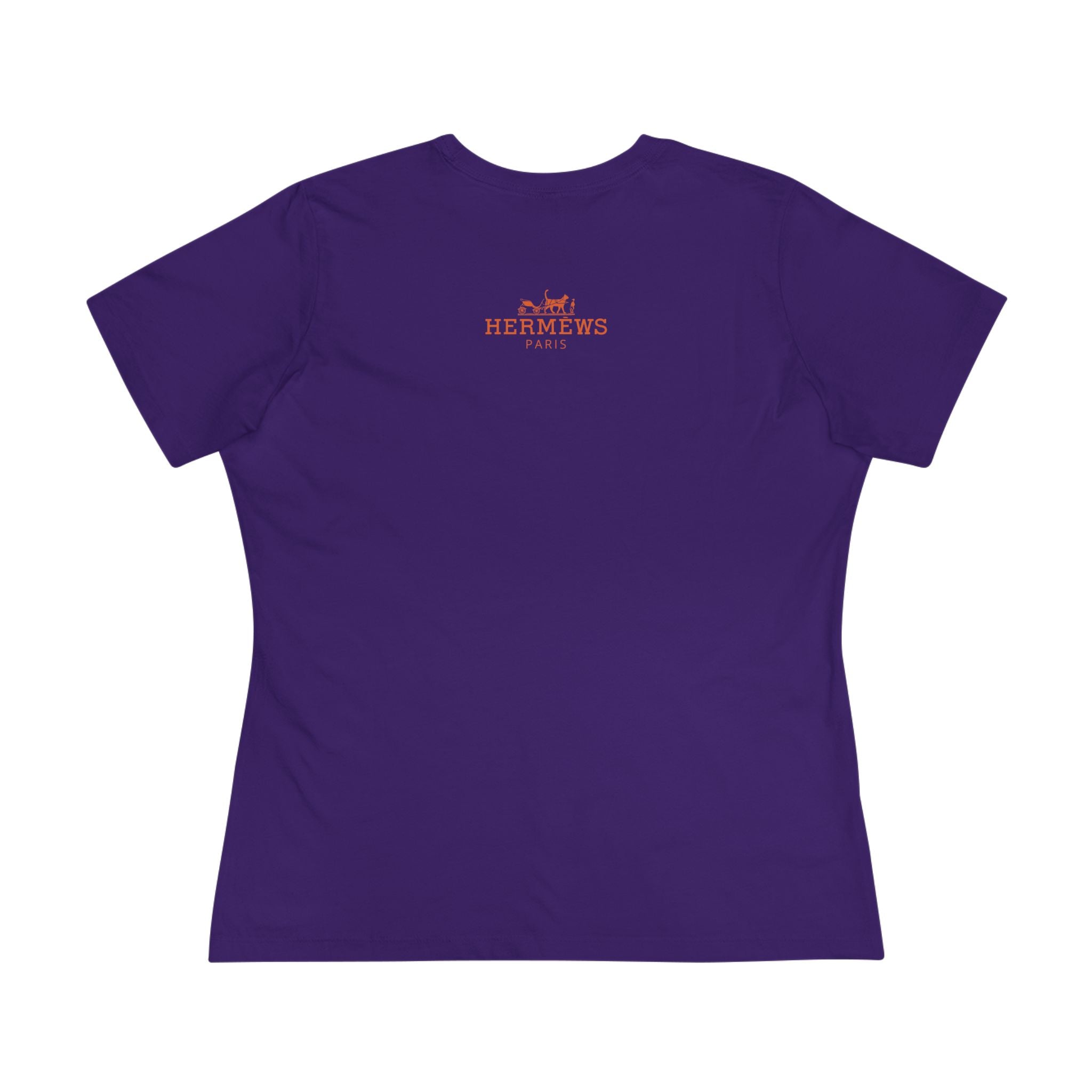 Back view Hermèws Paris Cat Women’s Team Purple T Shirt