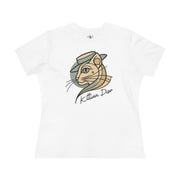 Kittian Dior Art Deco Cat Graphic Women's T Shirt for cat lovers in white front flat view