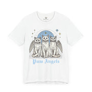 Paw Angels Holy Trinity cat graphic t shirt in White – tee shirts with cats, gifts for cat lovers