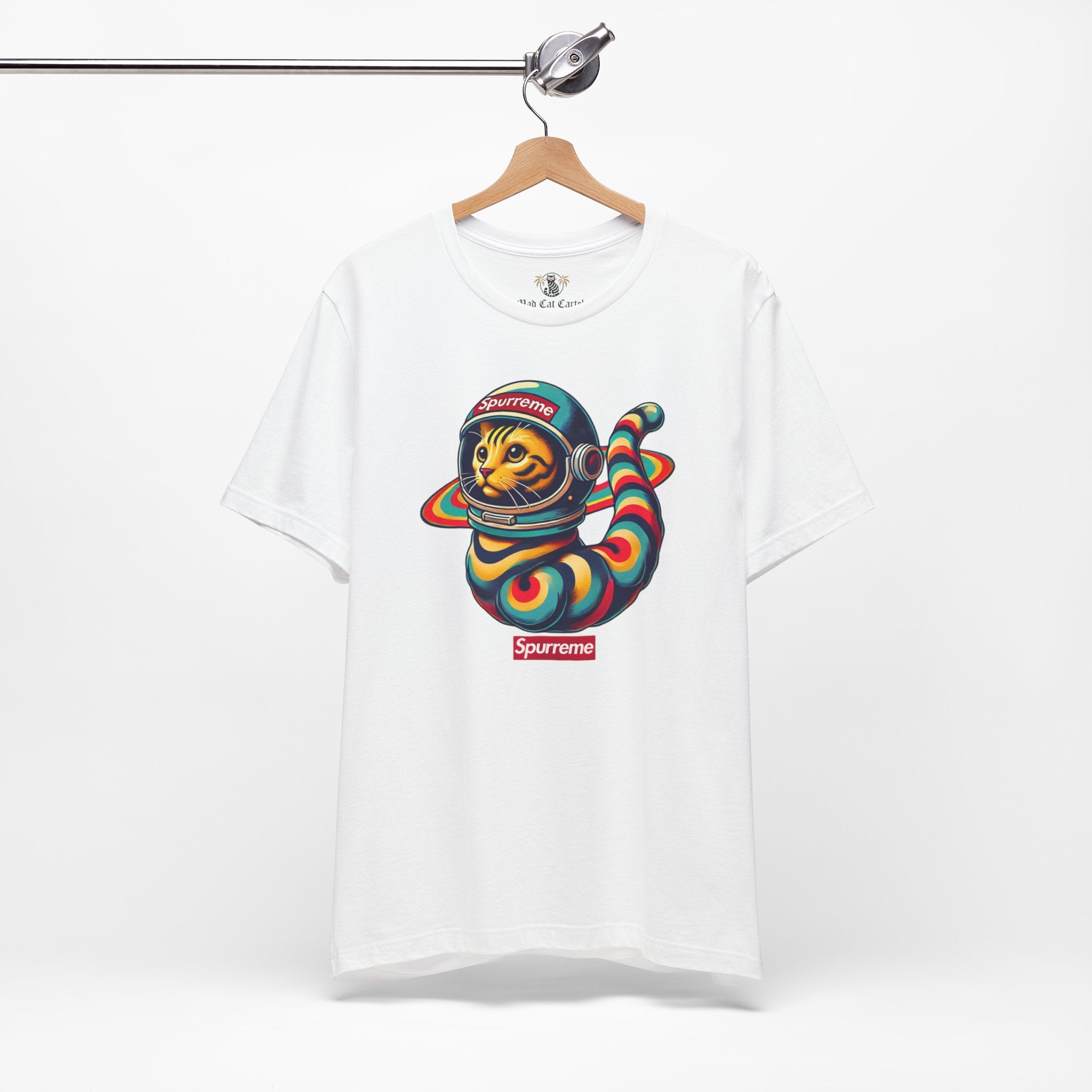 White t shirt hanging display space cat shirt