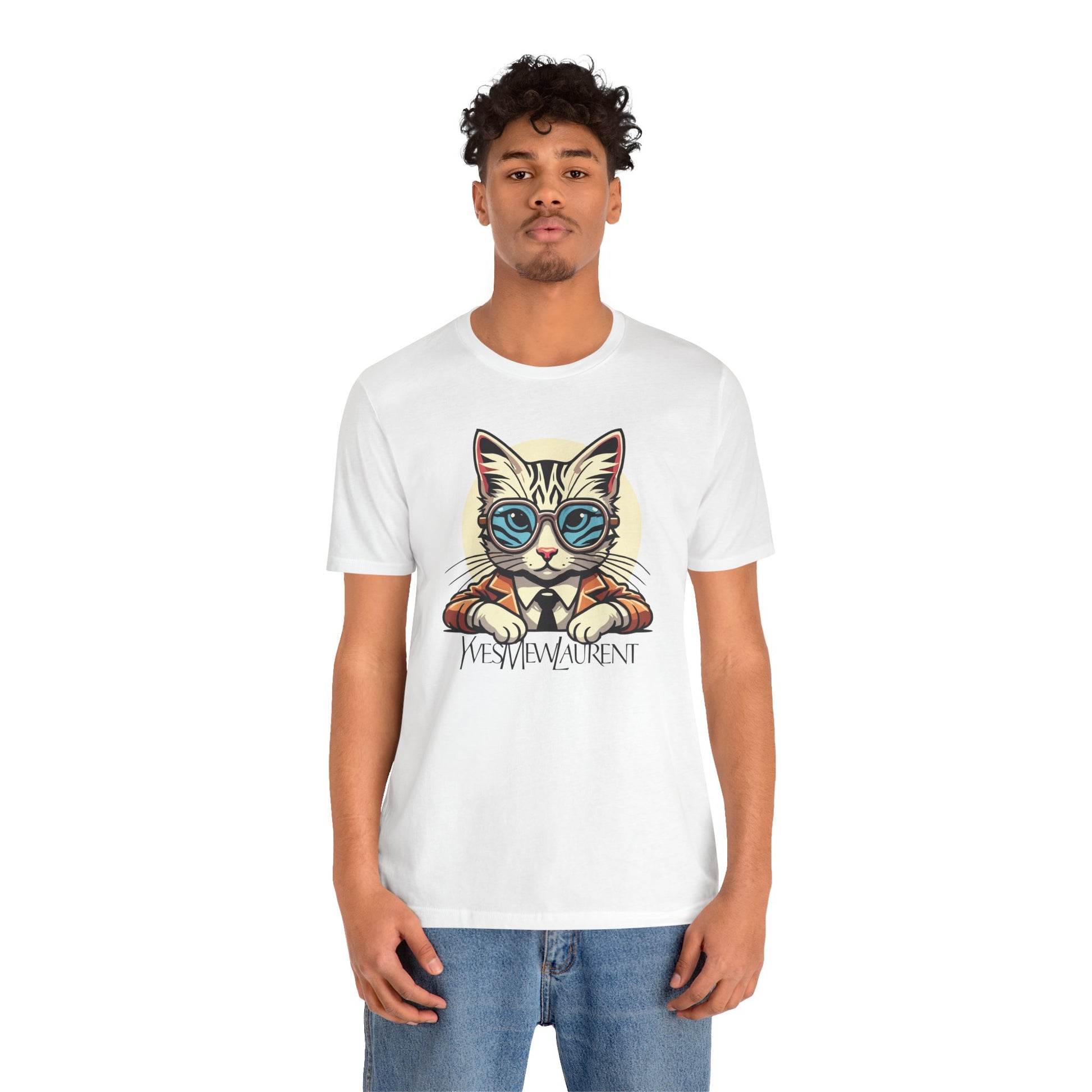 White cat clothes for humans on male model