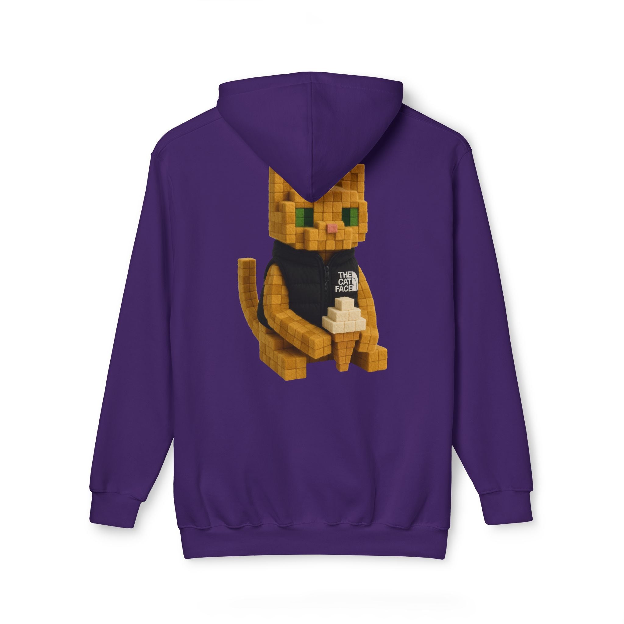 The Cat Face 3D Wool Block Chest Logo & Back Cat Graphic Hoodie