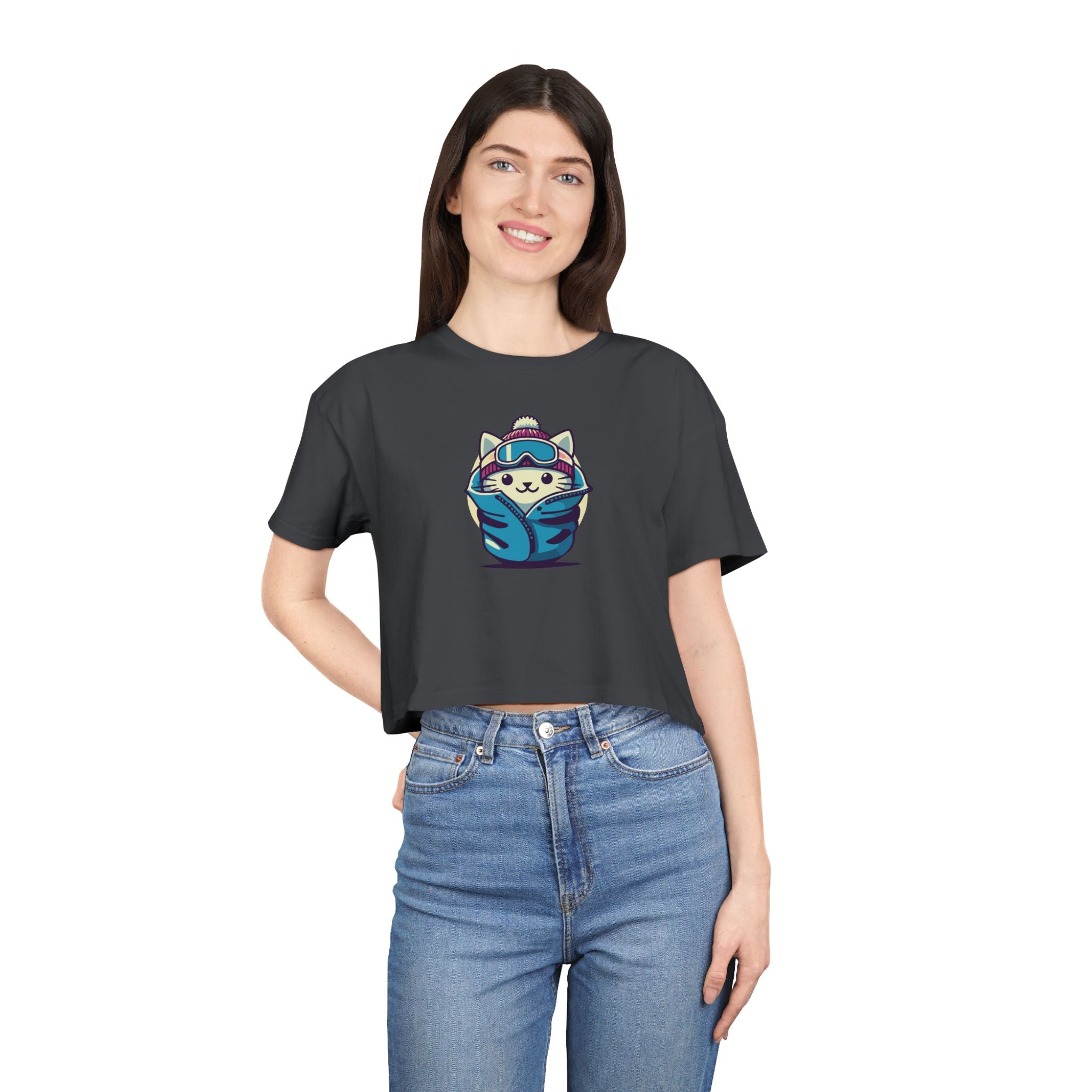 The Cat Face Apres Ski Kitty Women's Crop T Shirt
