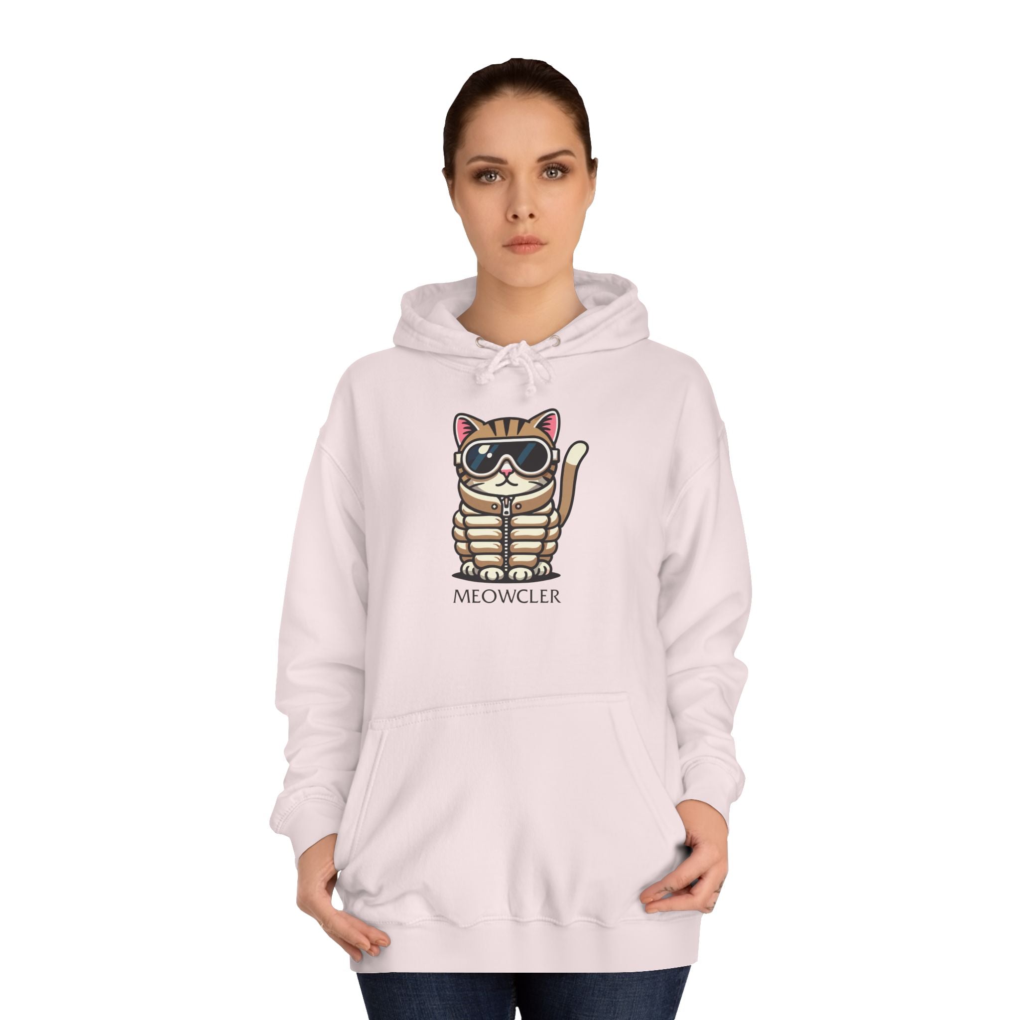 Meowcler Chest Puffer Cat Graphic Hoodie