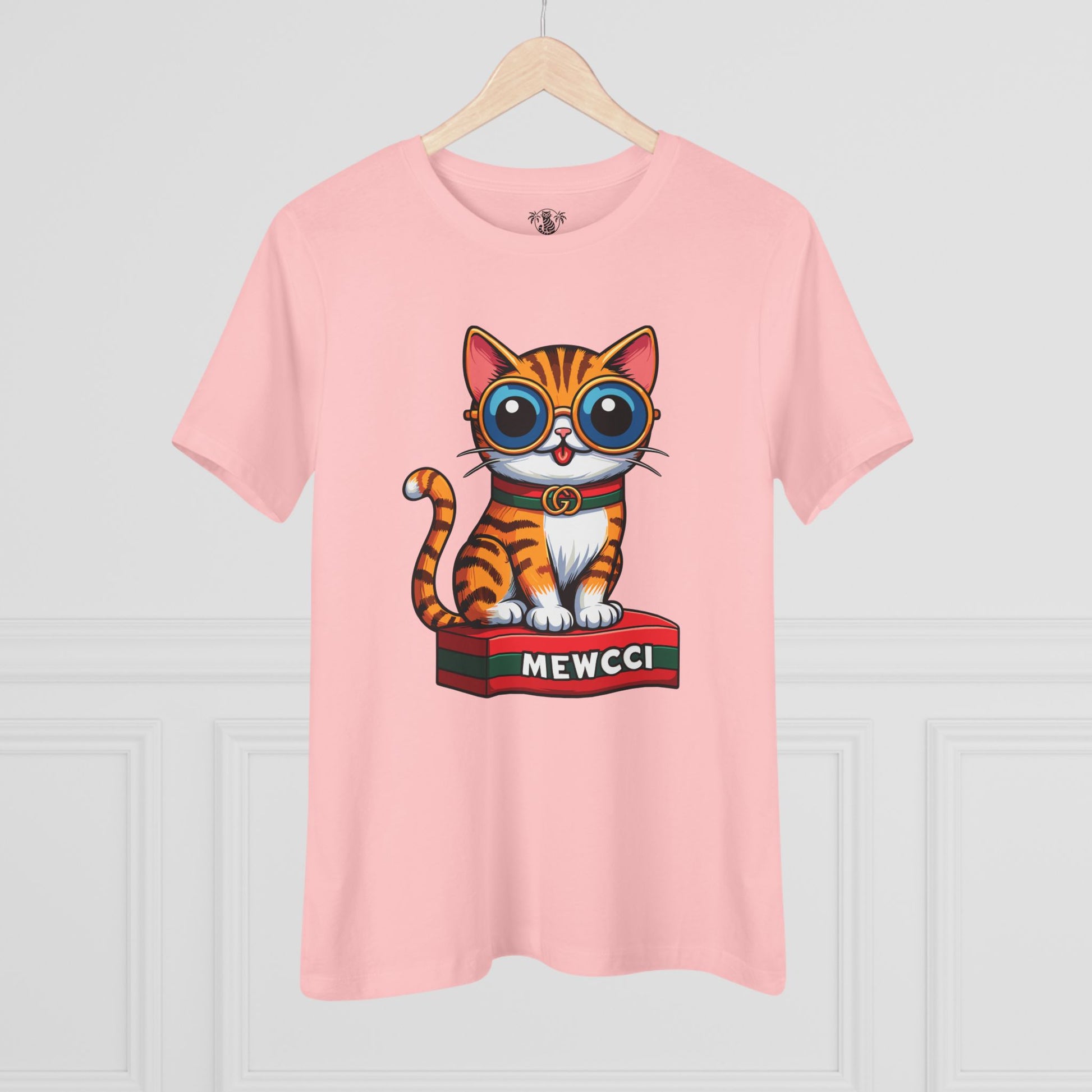 Cat tee shirts womens pink ladies t shirt hanging front view