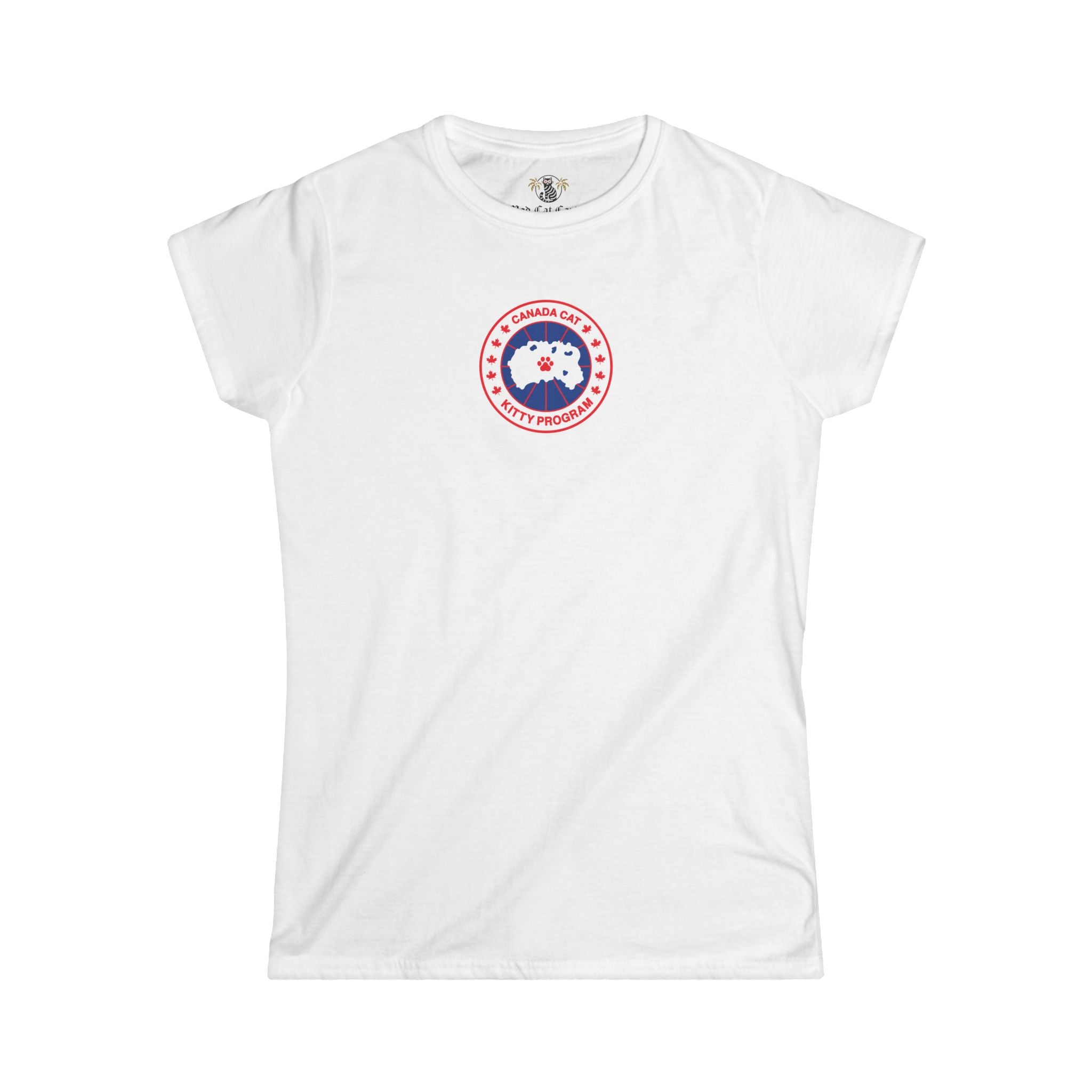 White Canada Cat Kitty Program Logo Women’s Graphic T-Shirt for cat lovers front view