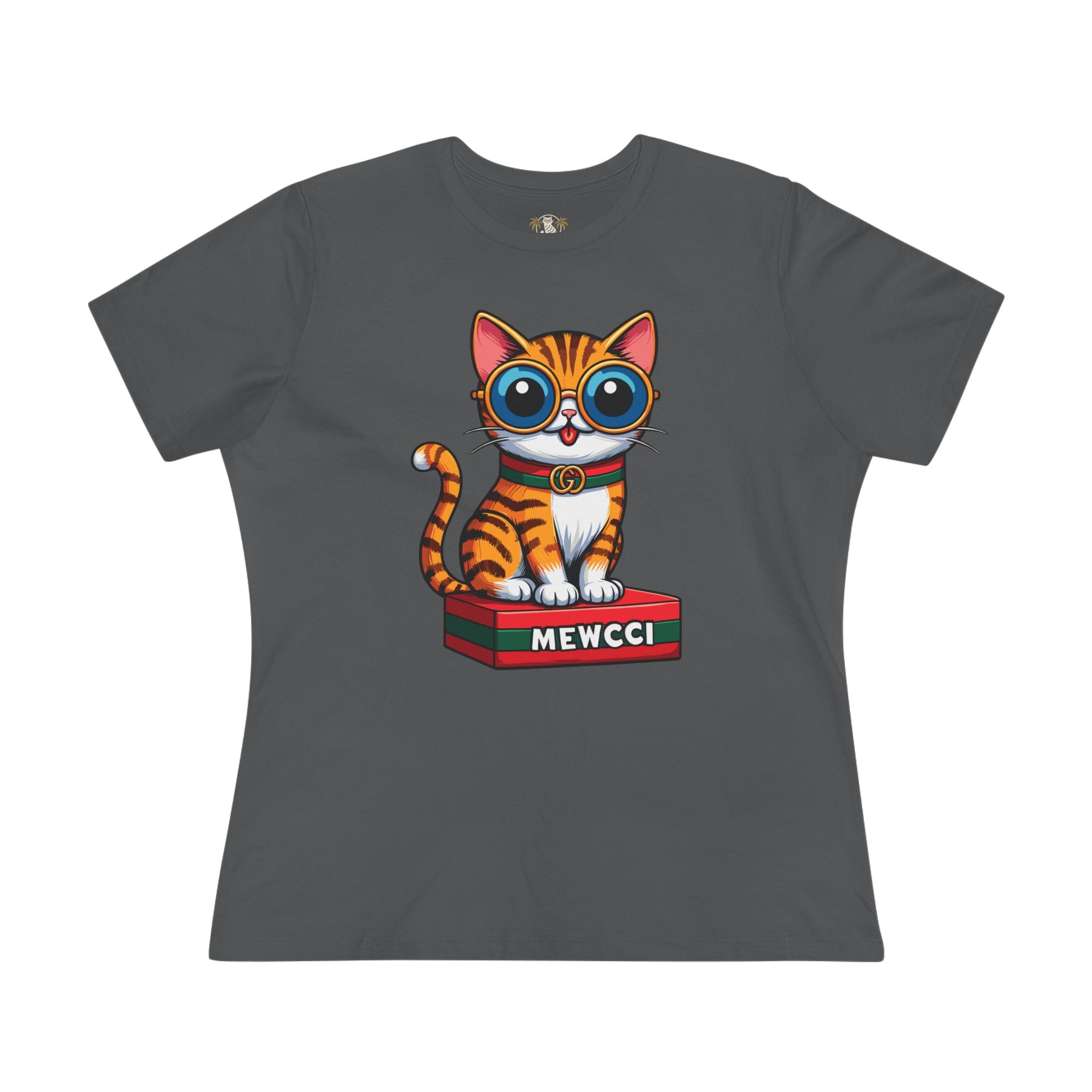 Cat lady tee asphalt gray cat t shirt womens front view