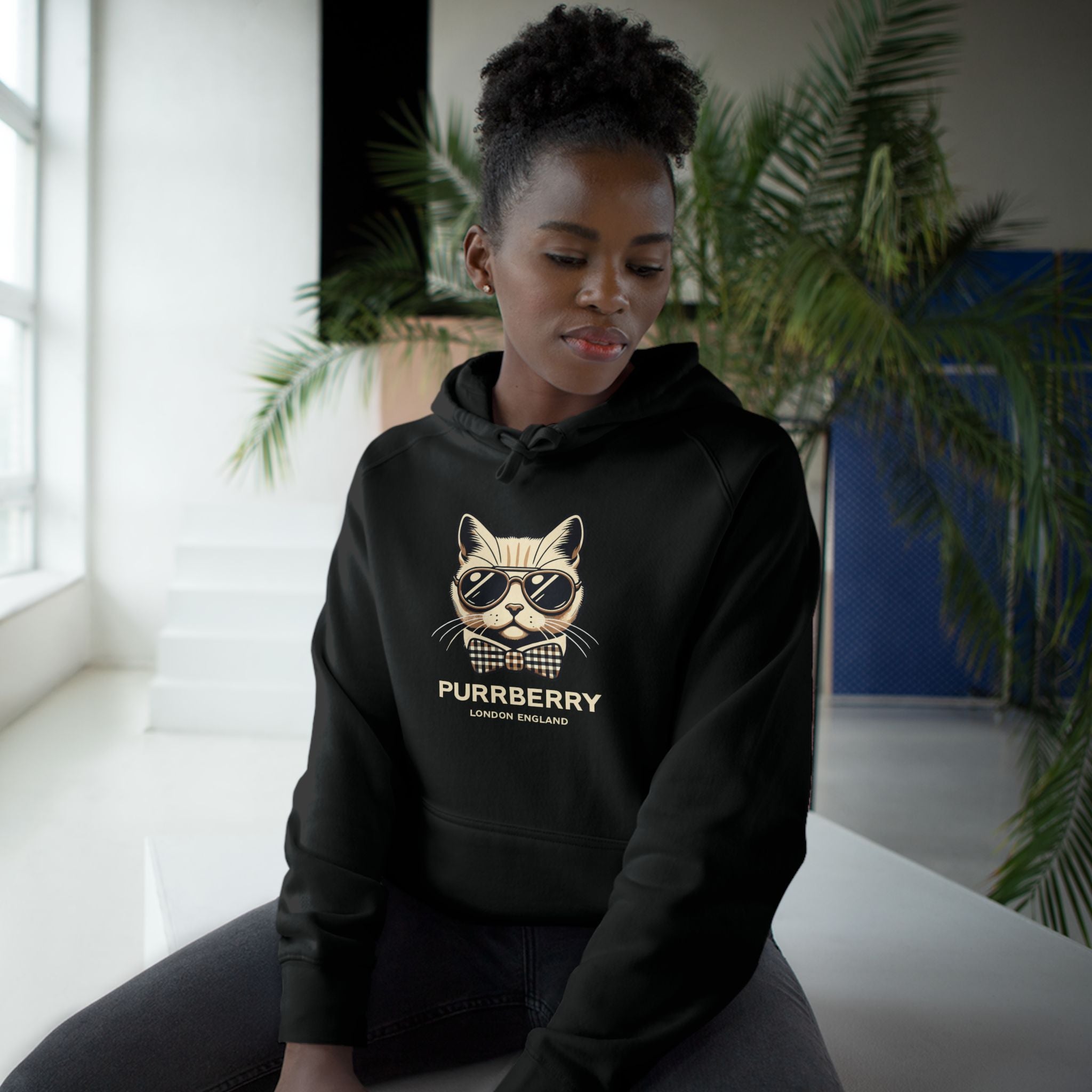 Purrberry Bowtie Icon Cat Graphic Hoodie