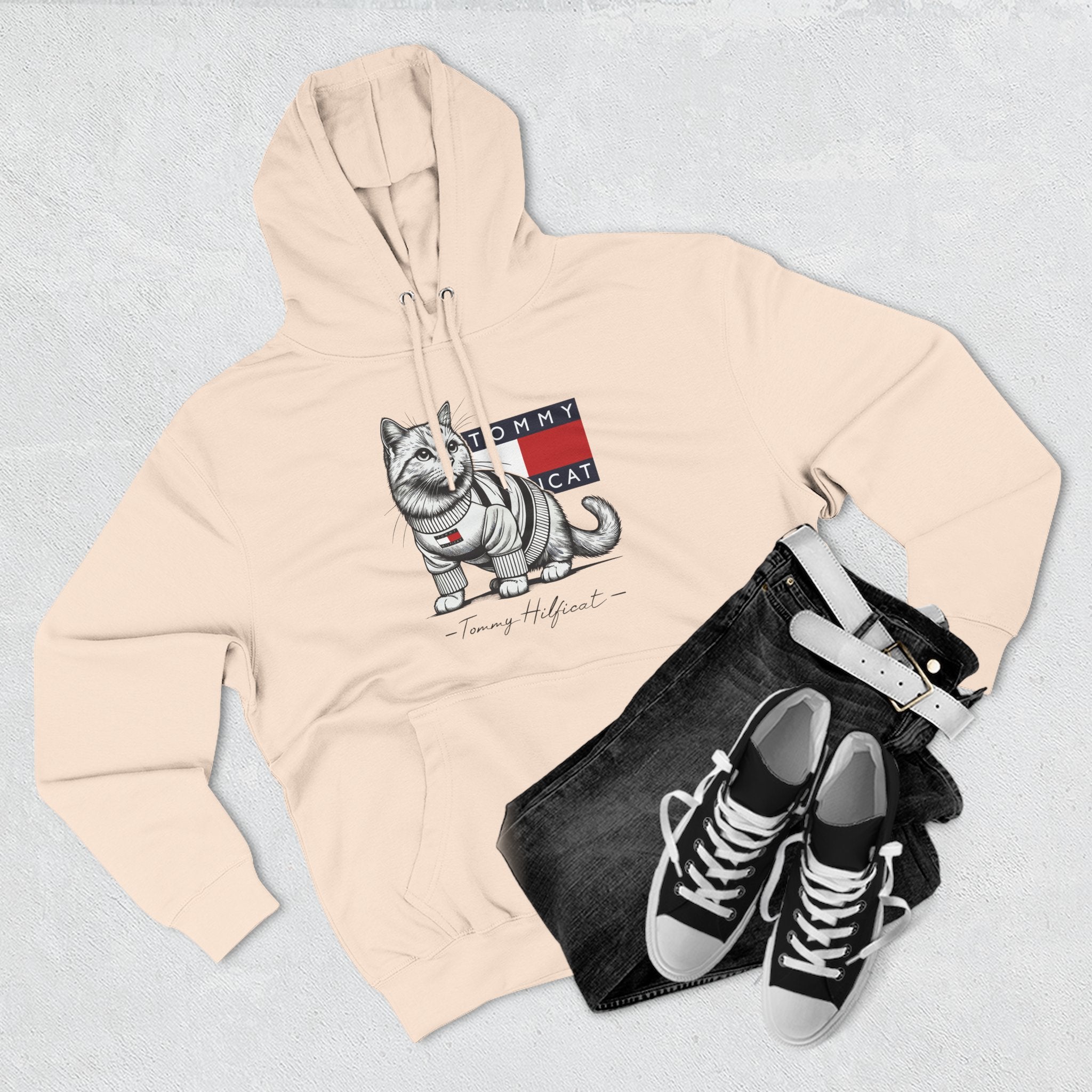 Tommy Hilficat Signature Purr Style Cat Graphic Hoodie