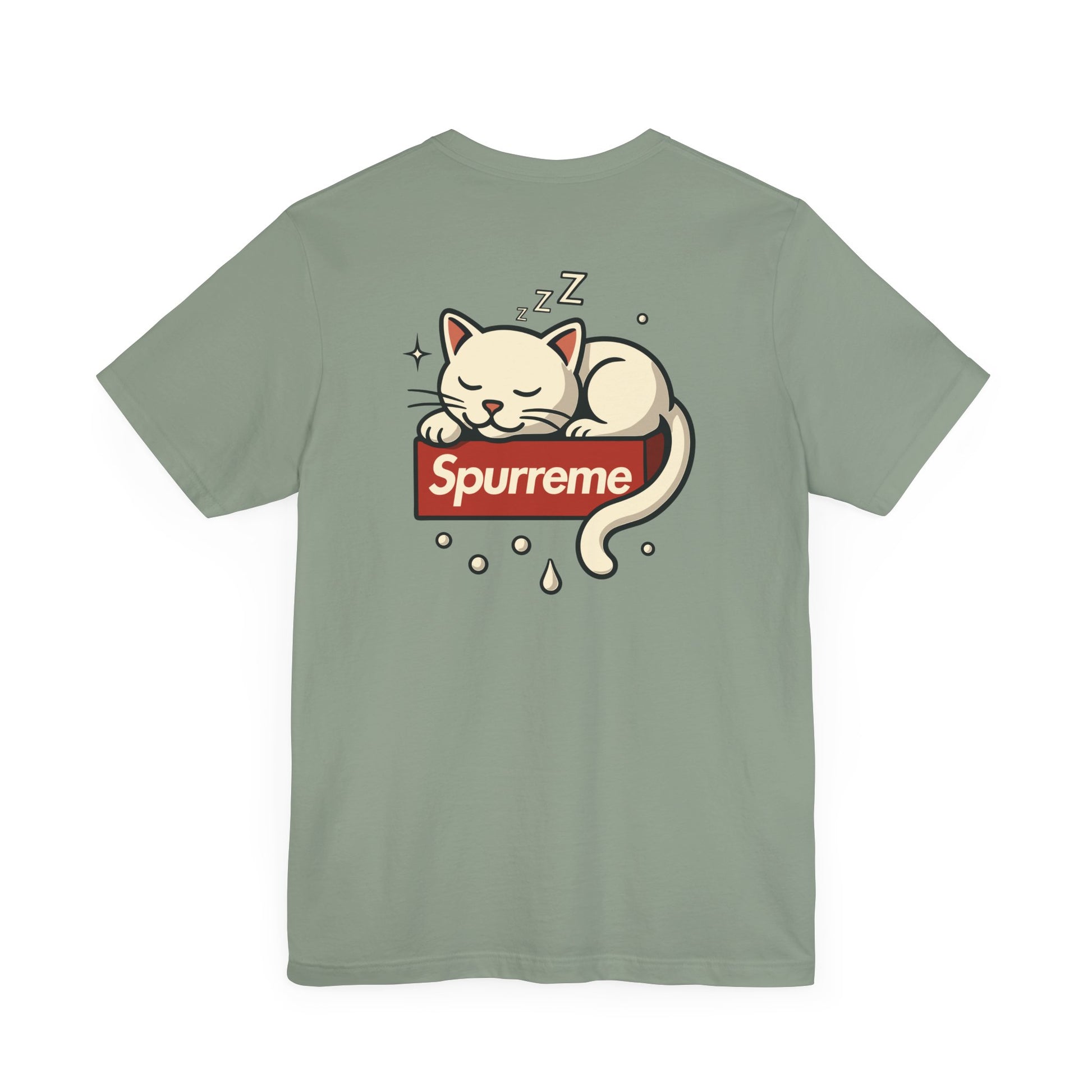 Sage t shirt back flat lay ladies cat tee